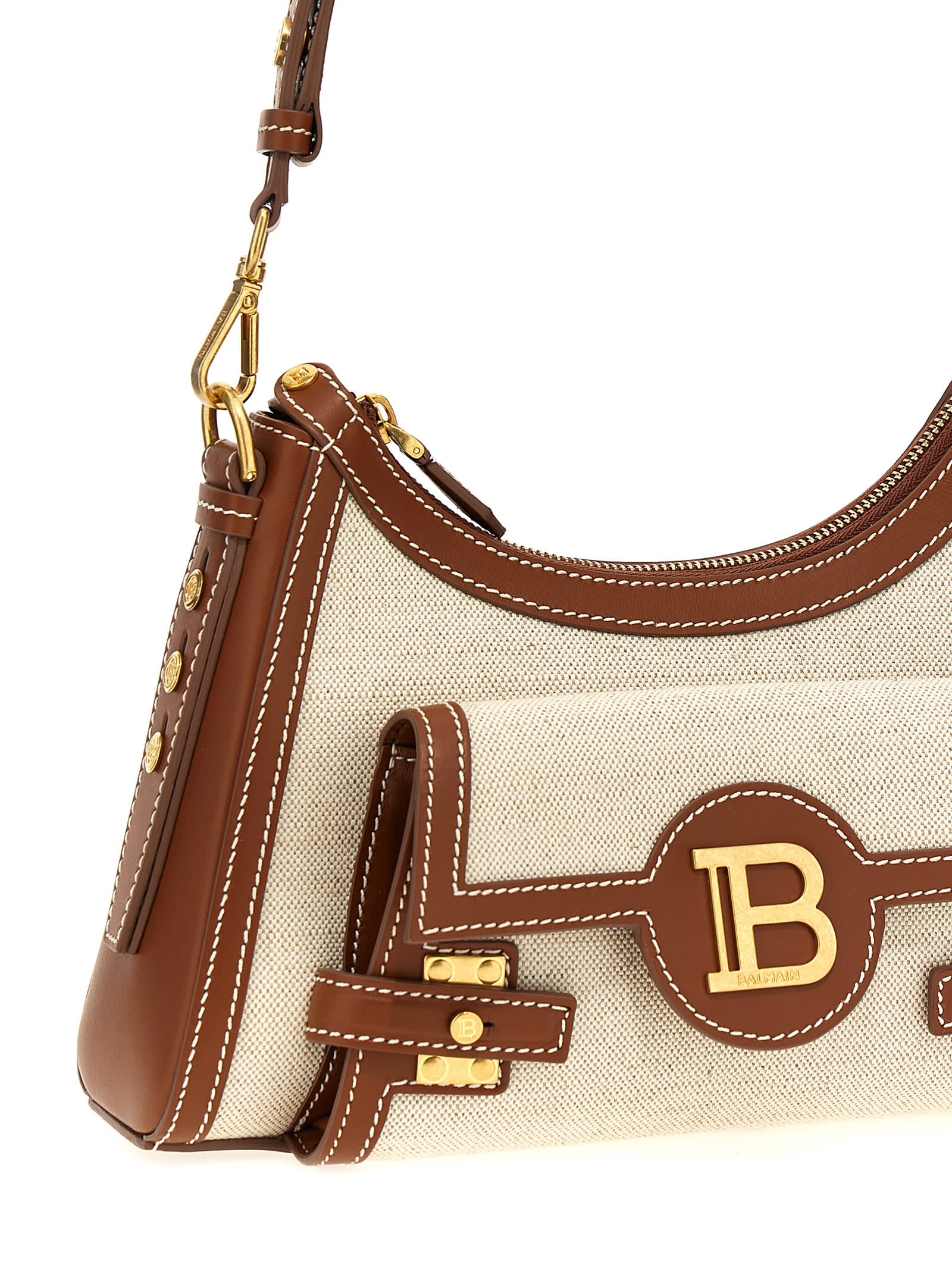 Shop Balmain B-buzz Hobo Shoulder Bag In Brown