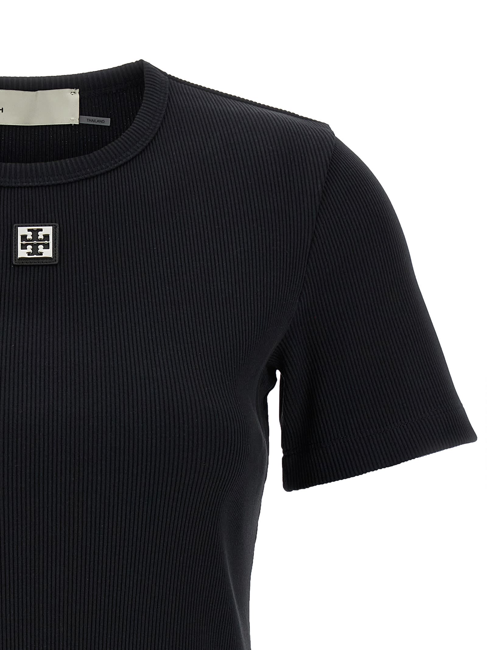 Tory Burch Logo Plaque T-shirt In Black