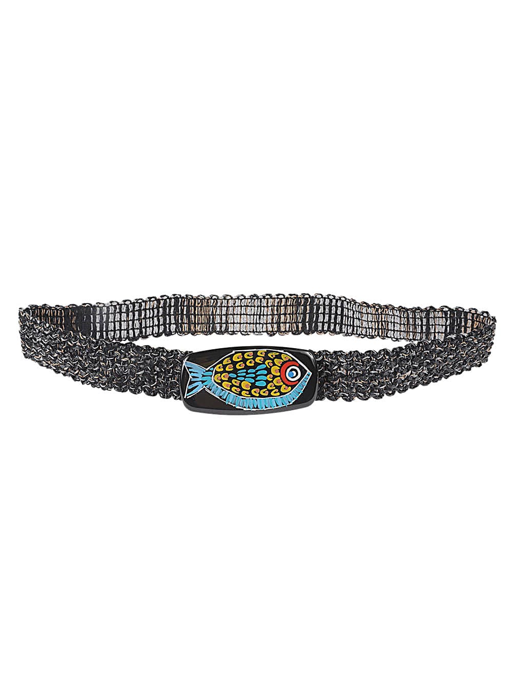 Exquisite J Raffia Belt With Painted Buckle In Gray