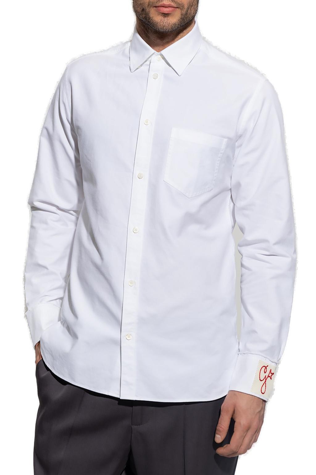 Shop Golden Goose Buttoned Shirt In Off White
