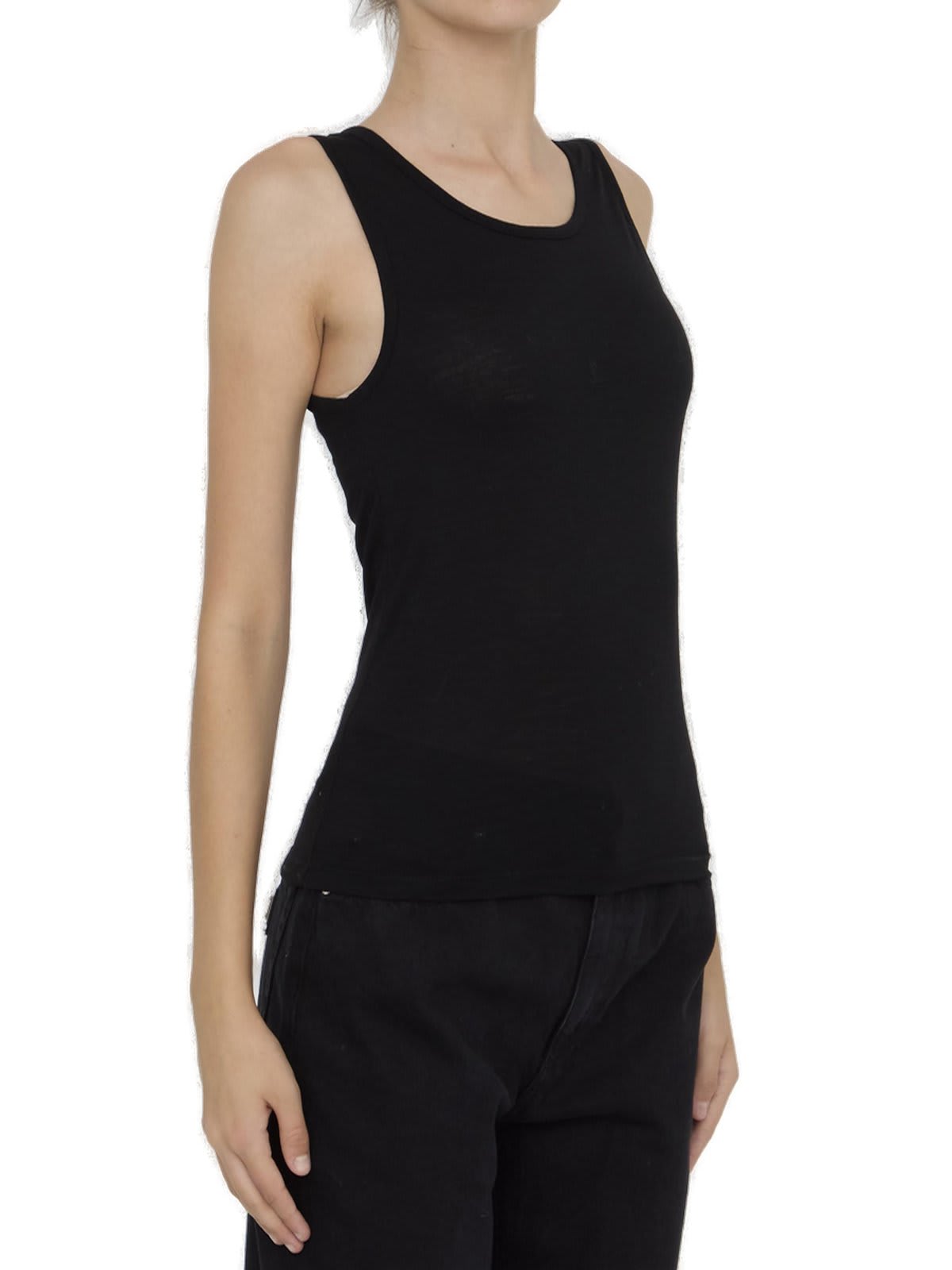 Shop Saint Laurent Cassandre Sleeveless Top In Black