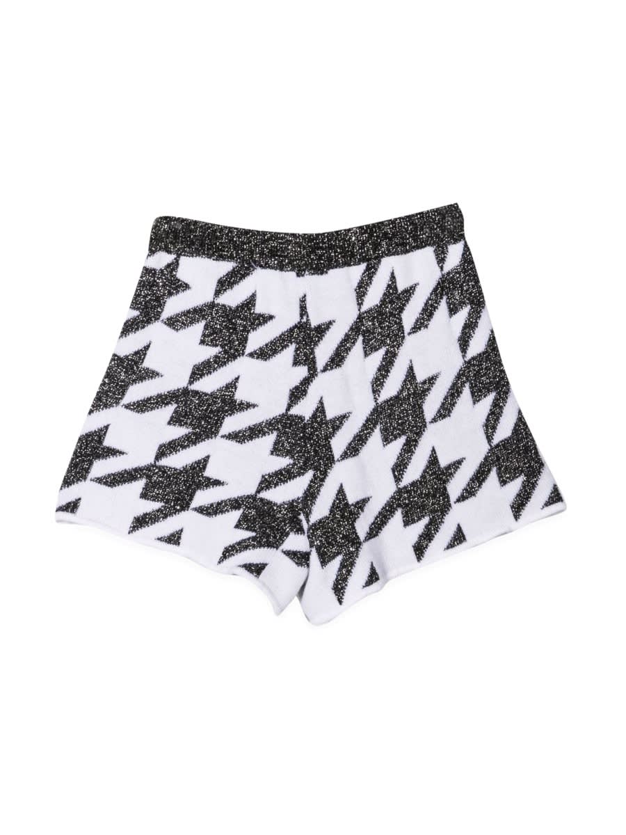 Simonetta Teen Houndstooth-pattern Knitted Shorts In Black