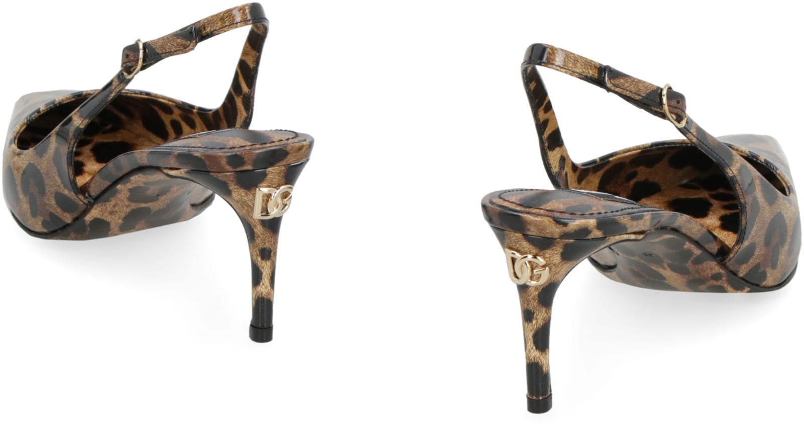 Shop Dolce & Gabbana Lollo Leather Slingback Pumps In Leopard