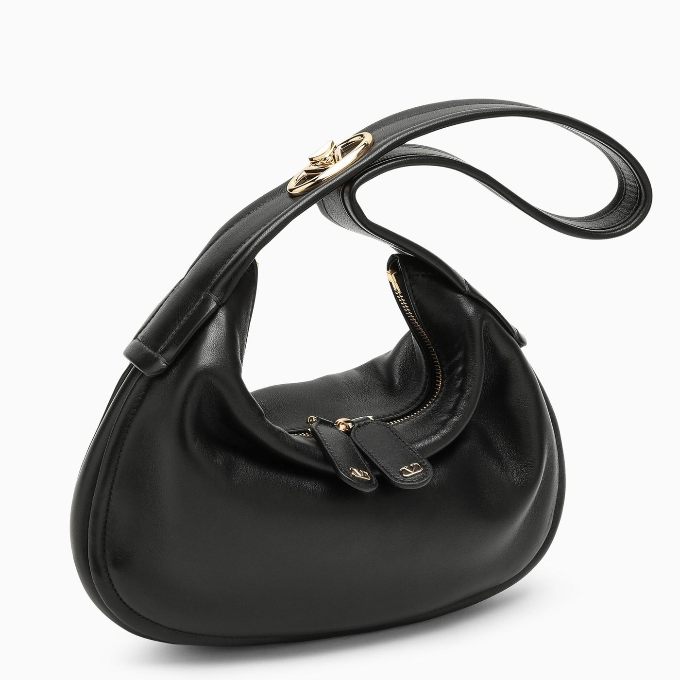 Shop Valentino Small Go-hobo Bag In Black Leather In Nero