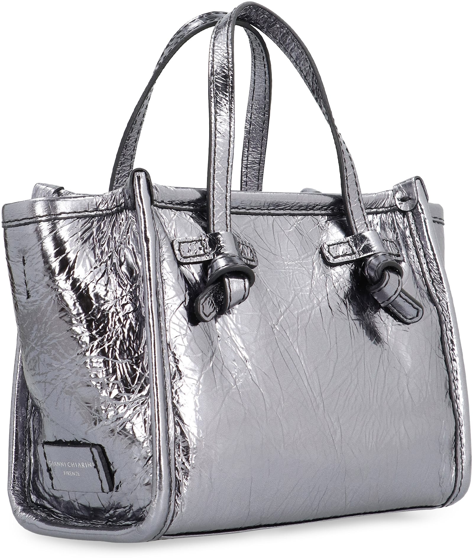 Shop Gianni Chiarini Marcella Smooth Leather Tote Bag In Silver