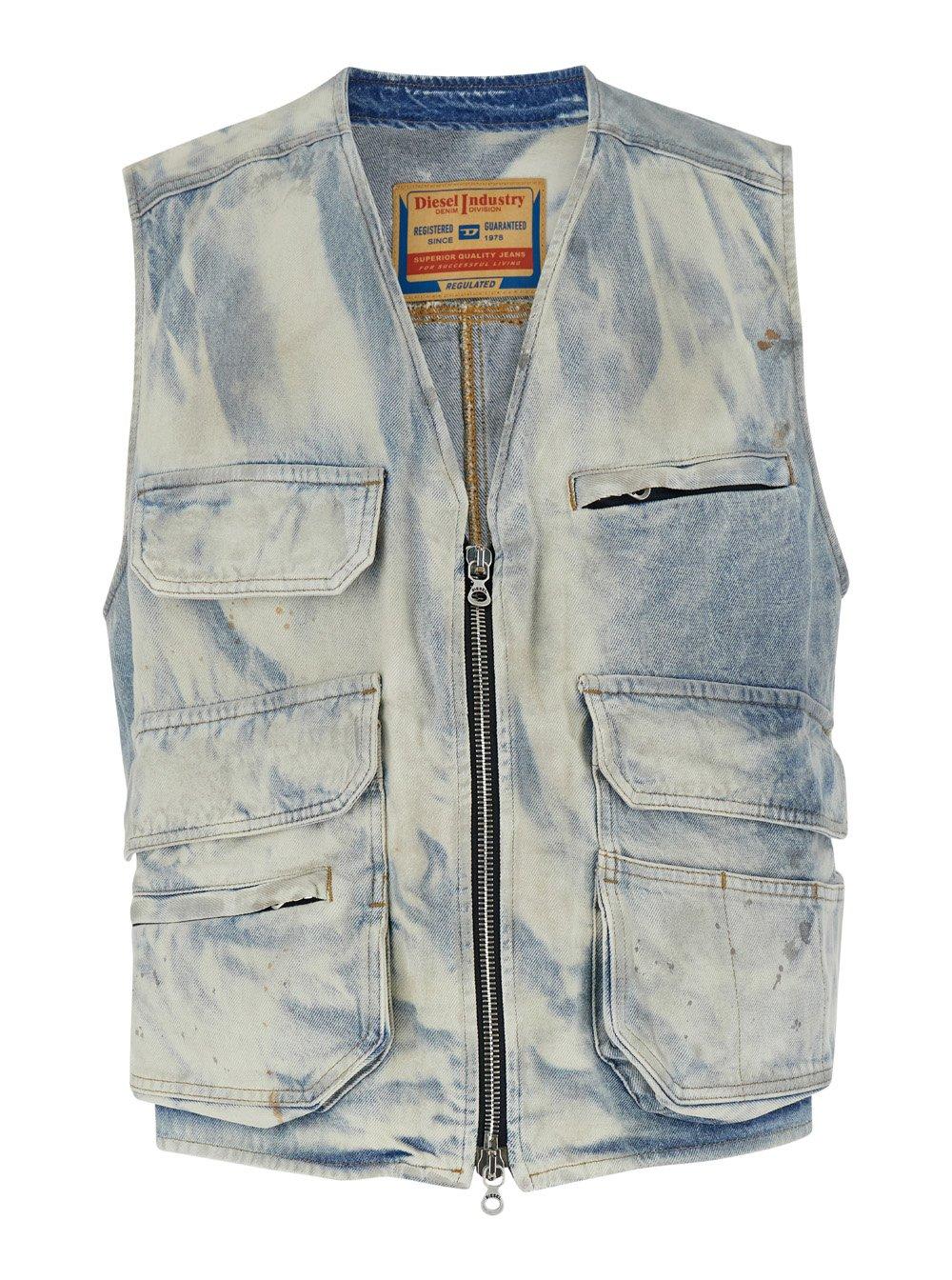 Shop Diesel D-samp-s V-neck Denim Vest