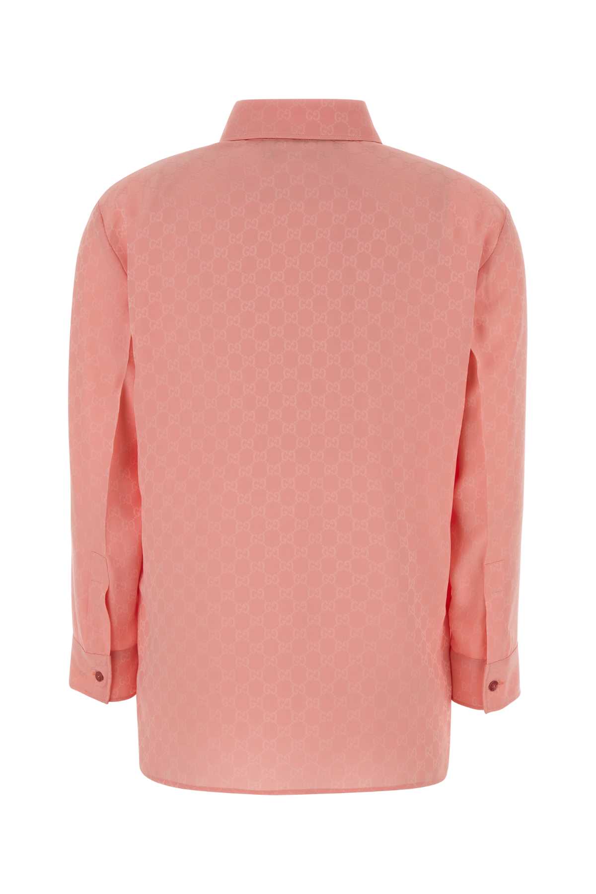Gucci Women Pink Gg Silk Shirt In Pink