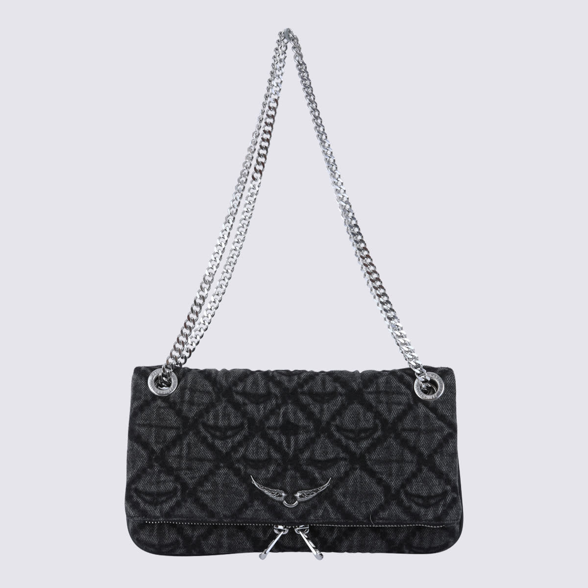 Zadig & Voltaire Rock Ii Diamond Quilted Monogram Denim Crossbody Bag