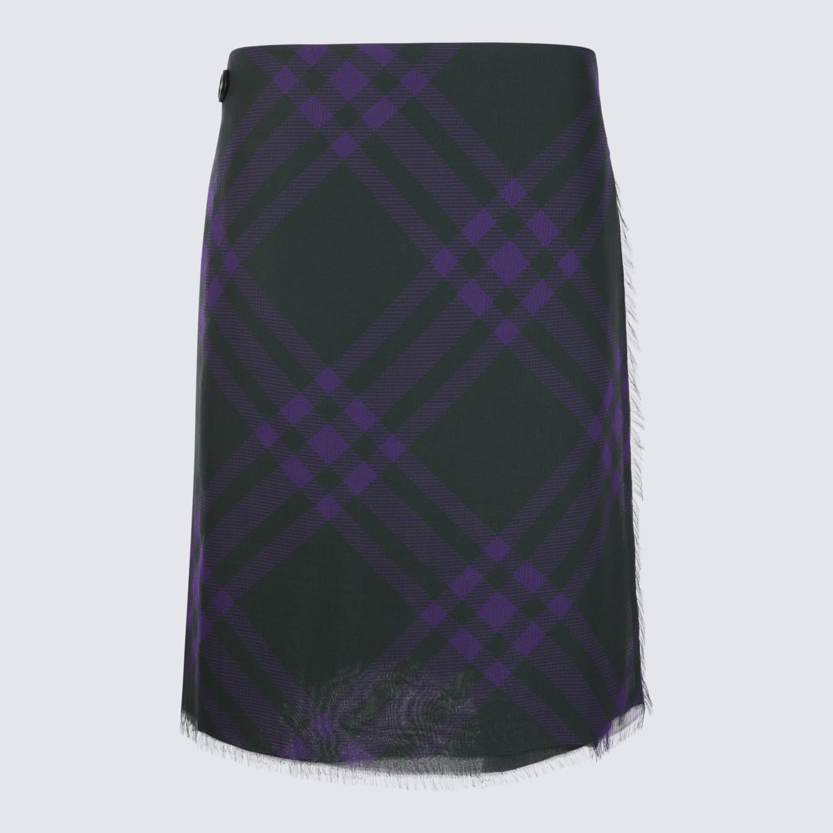 Shop Burberry Deep Royal Ip Check Wool Skirt