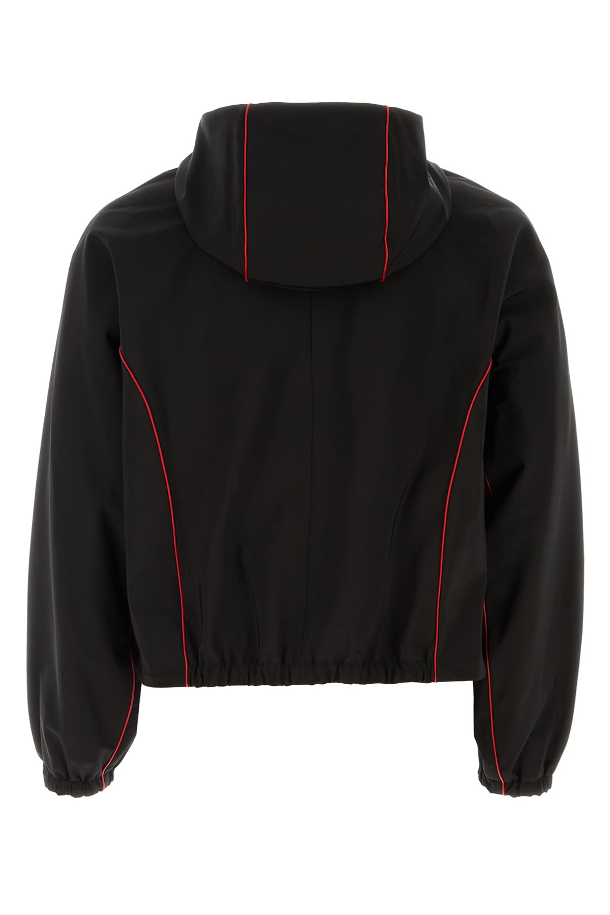 Ferragamo Contrast-piping Drawstring Lightweight Jacket In Nero