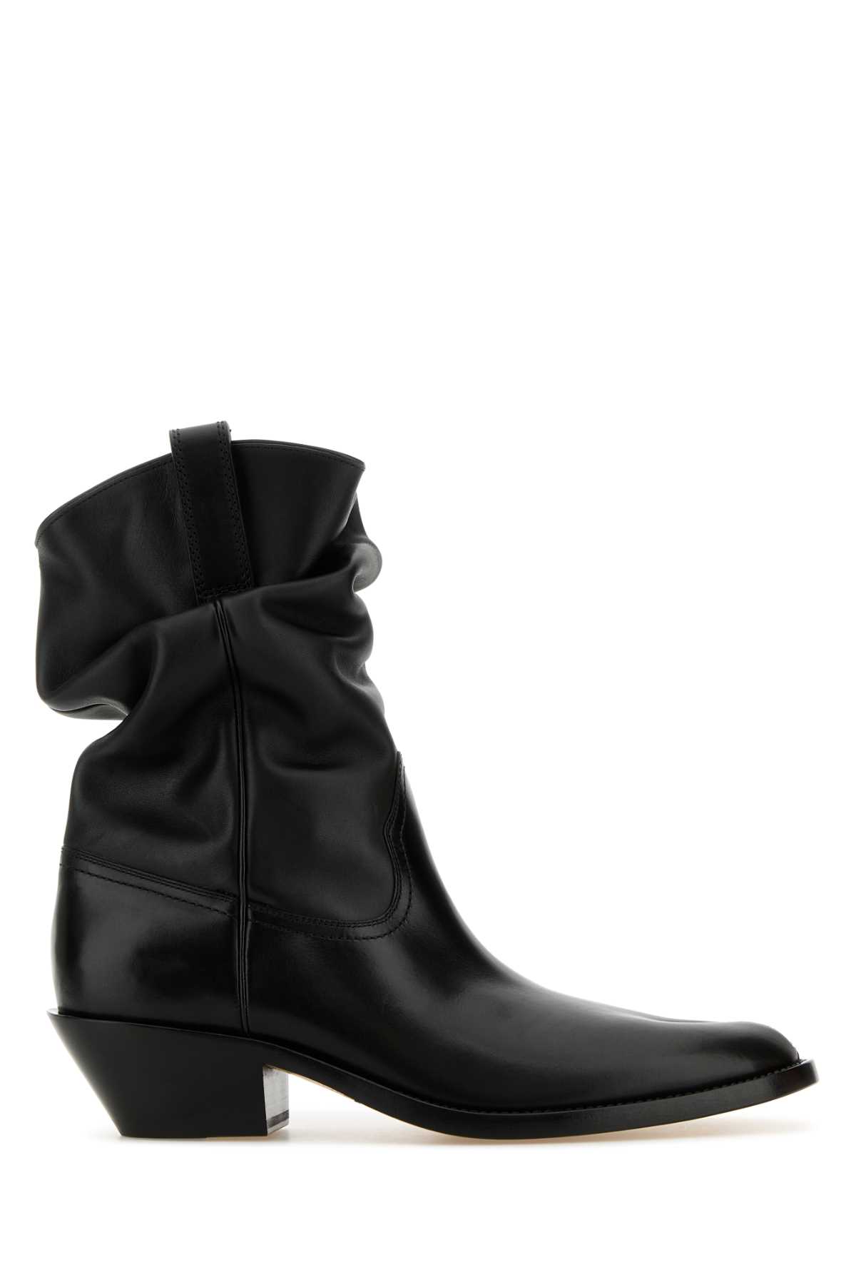 Shop Maison Margiela Black Leather Tabi Ankle Boots