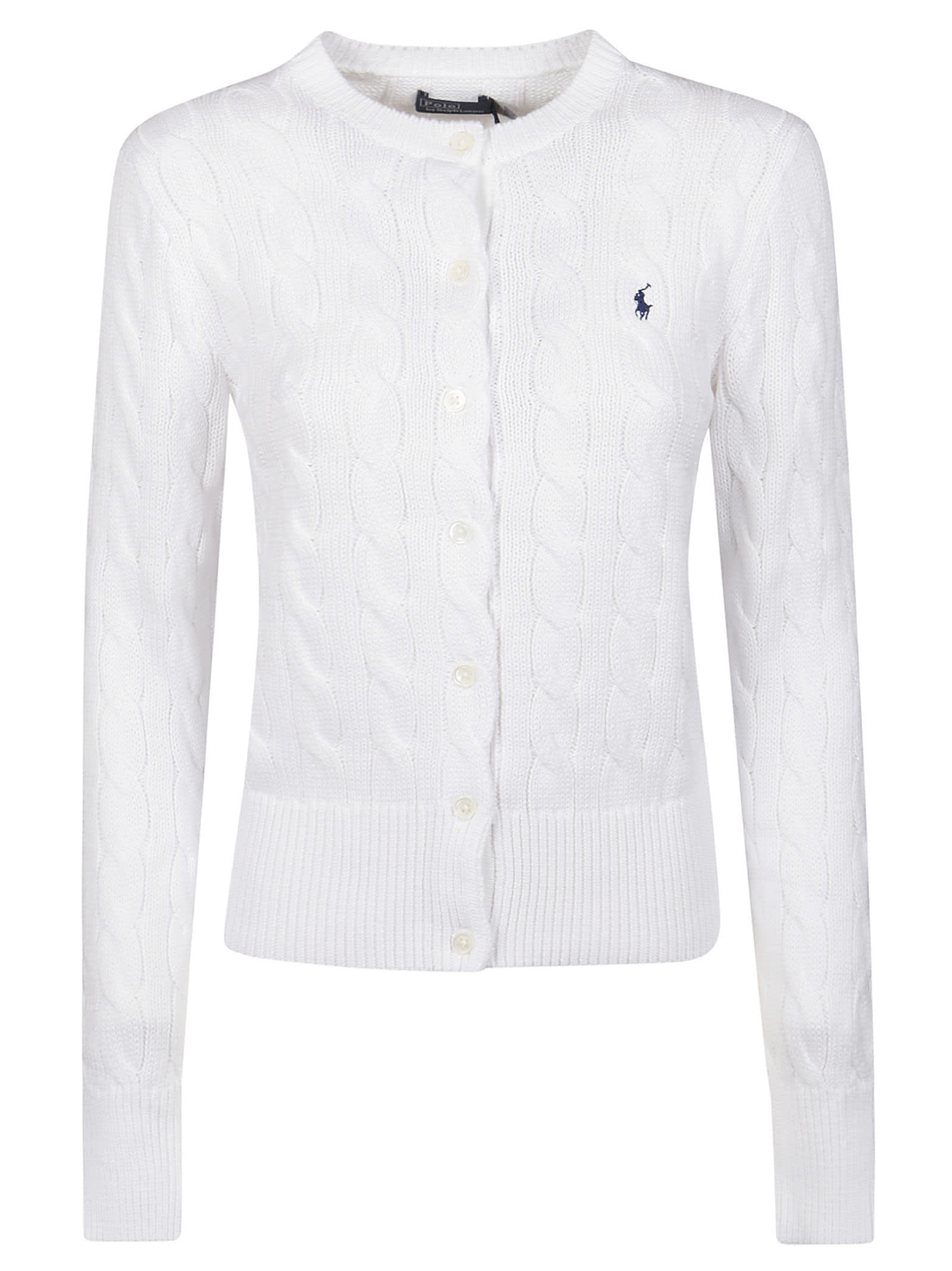 Ralph Lauren Long Sleeve Cardigan In White
