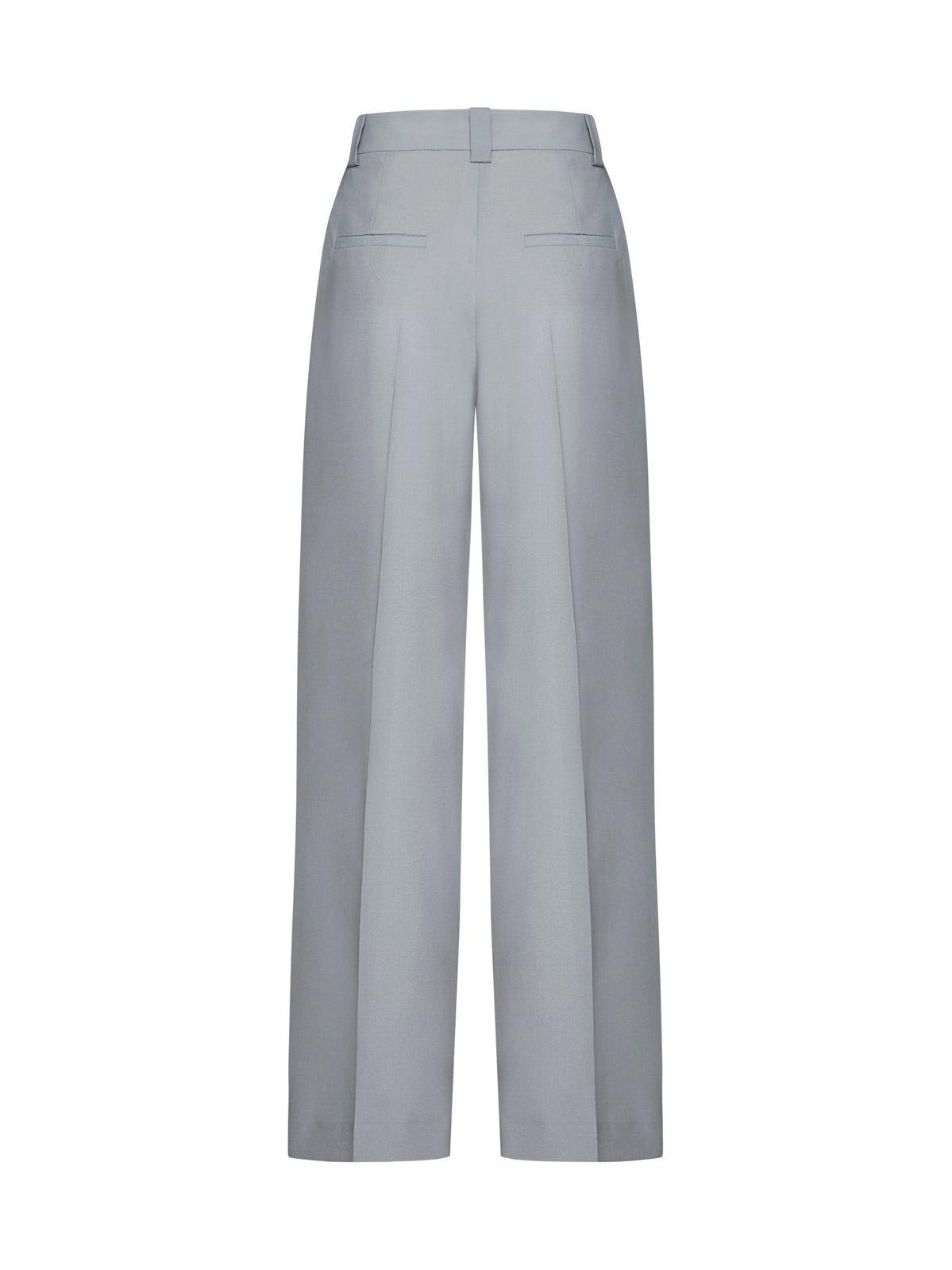 Shop Alysi High-rise Wide-leg Trousers In Pearl