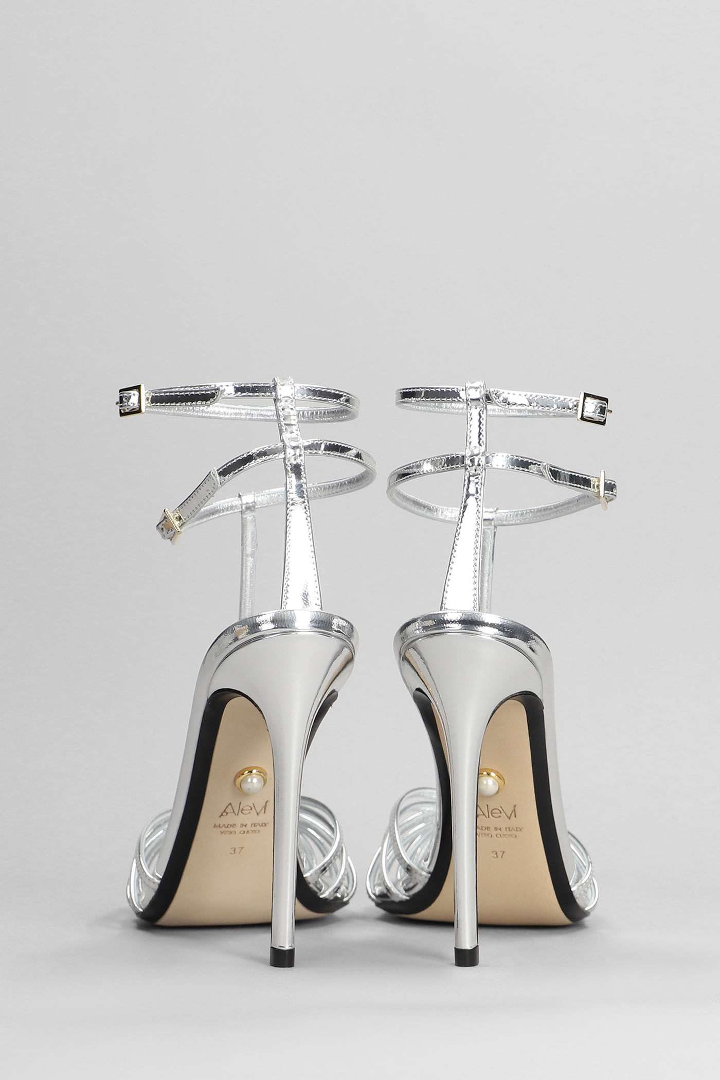 Shop Alevì Stella 110 Sandals In Silver Leather