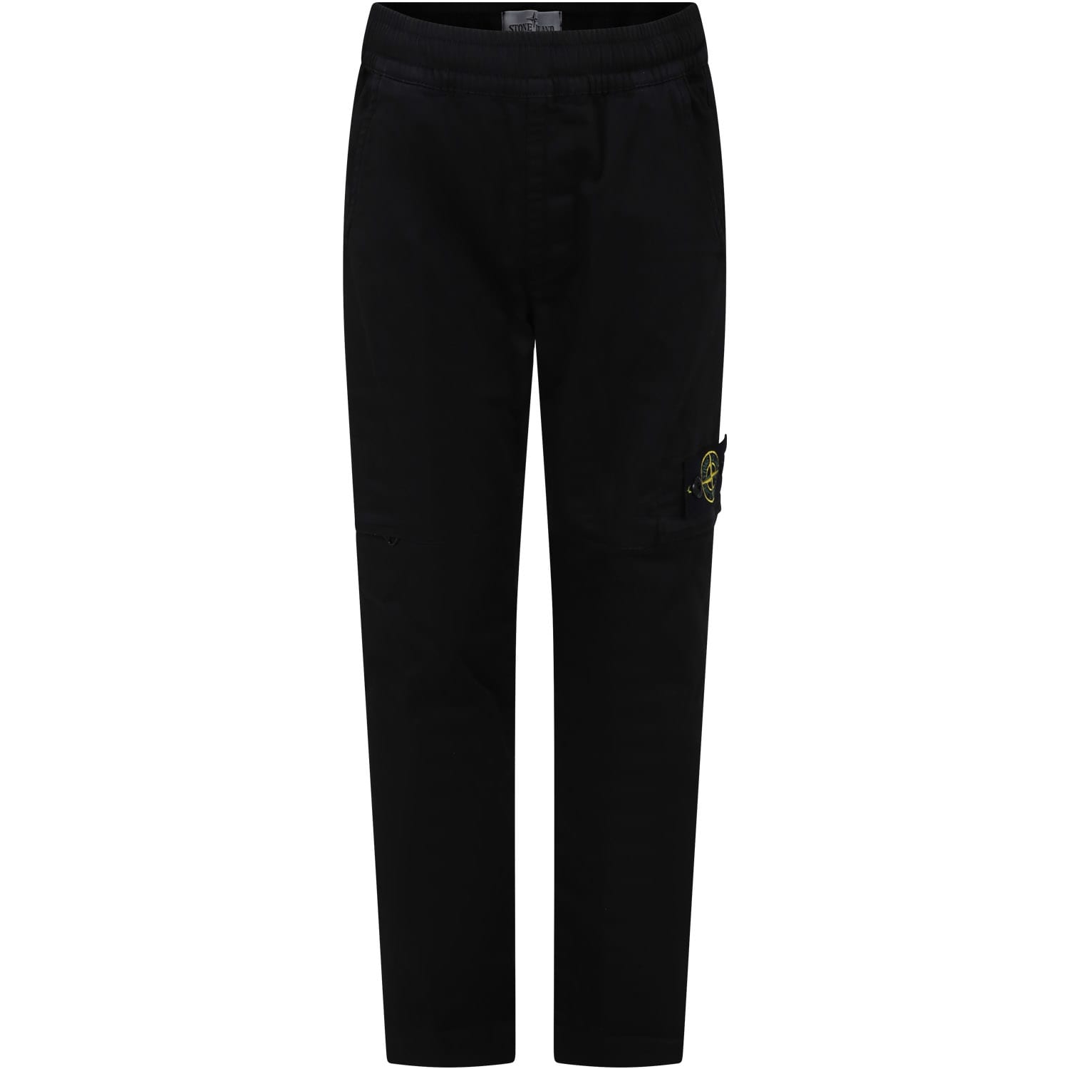 Stone Island Junior Kids' Black Trousers For Boy With Compass