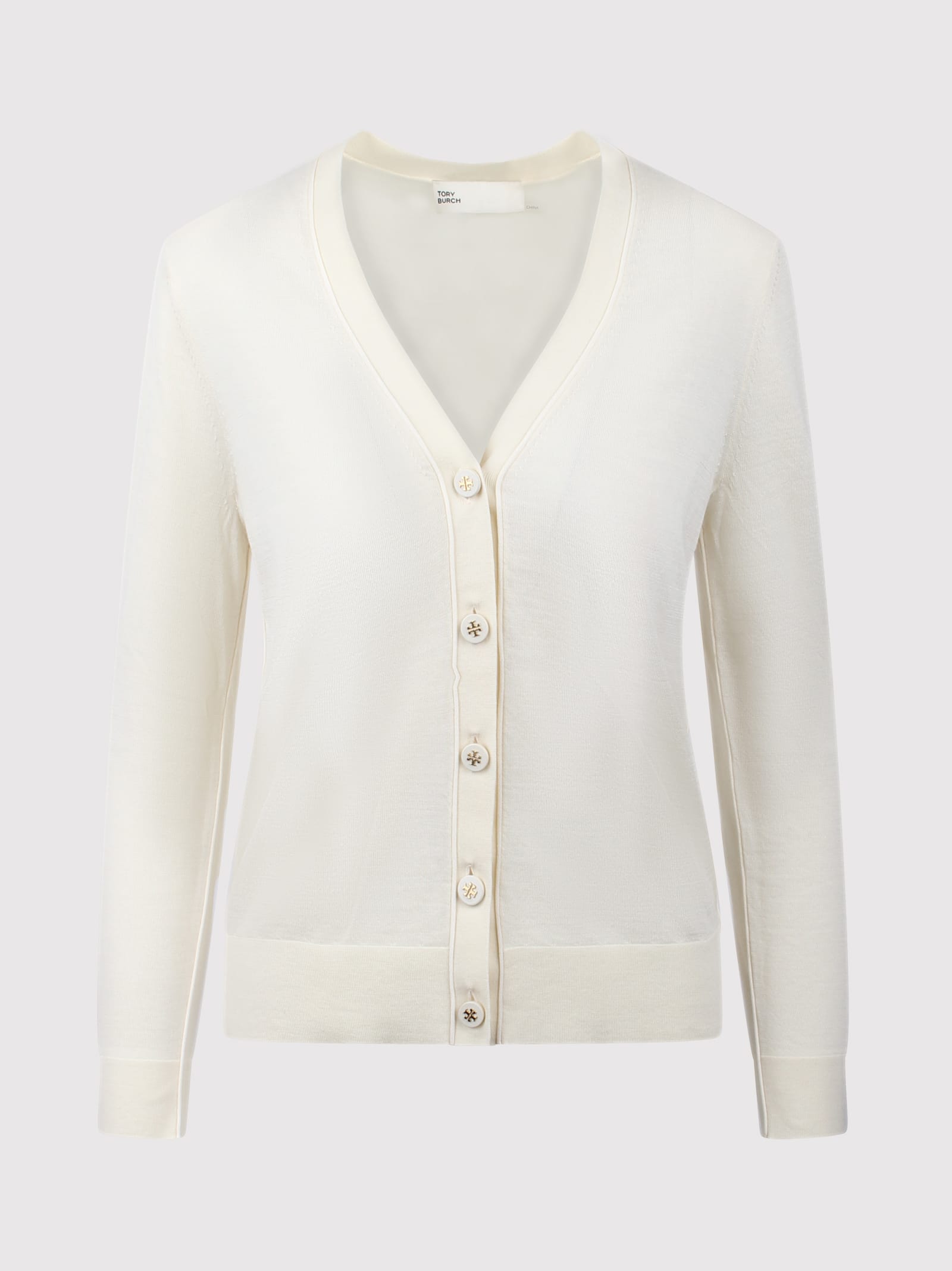 Shop Tory Burch Silk Wool Cardigan