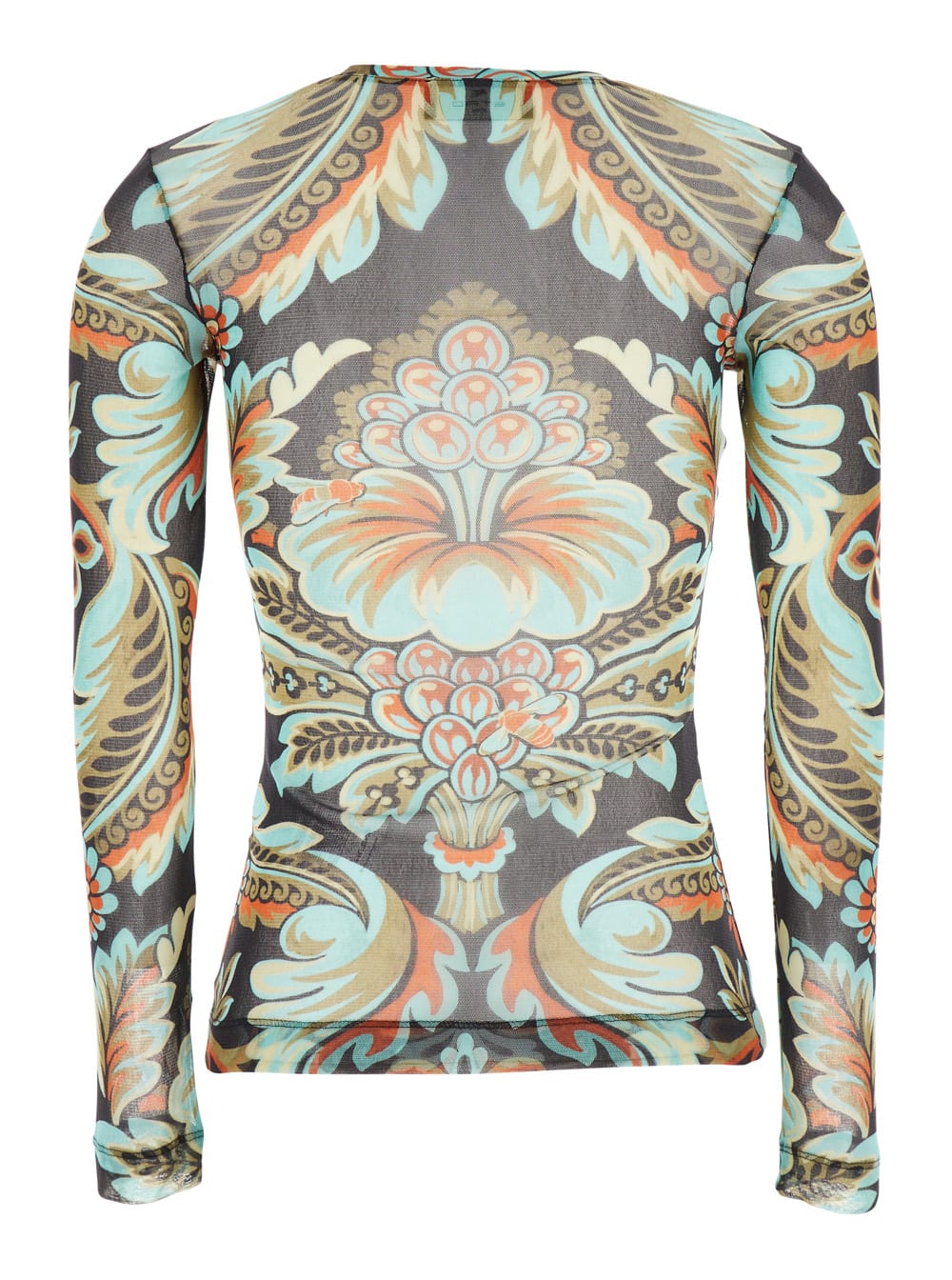 Etro Women Multicolor V-neck Top With All-over Floral Print In Viscose Blend Woman In Green