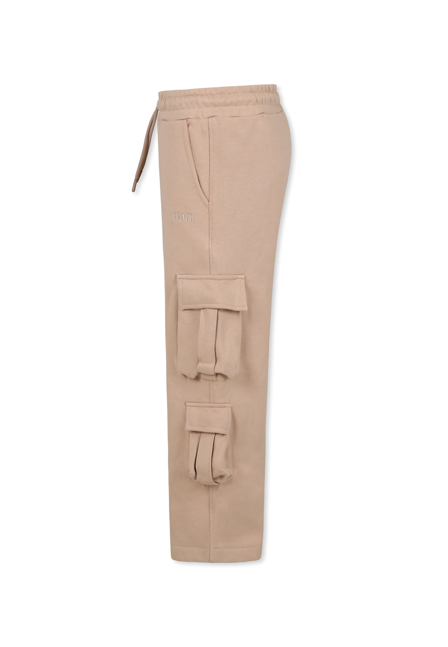 Msgm Logo-embroidered Track Pants In Neutral