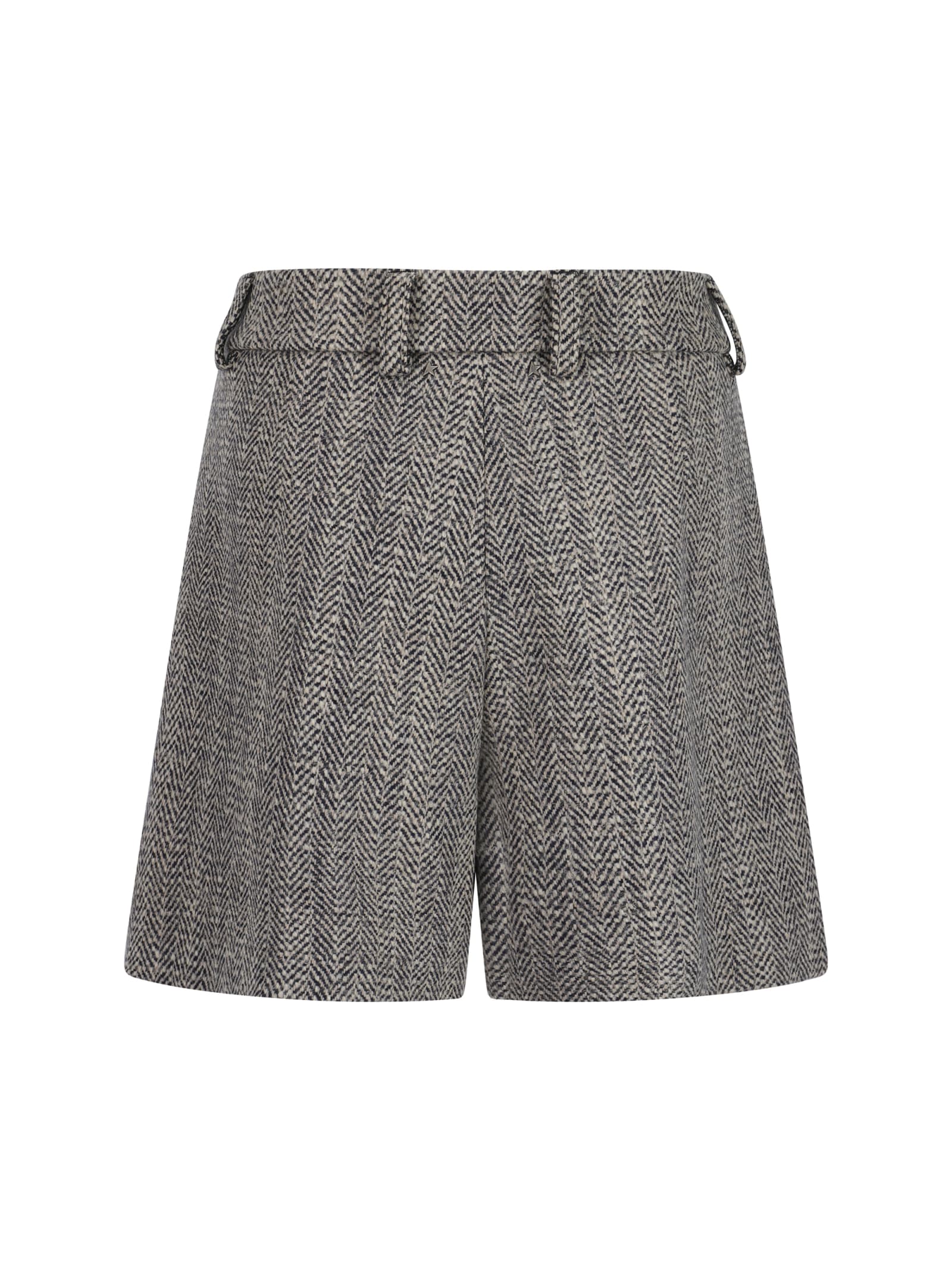 Shop Golden Goose Shorts Herringbone In Midnight/ecru