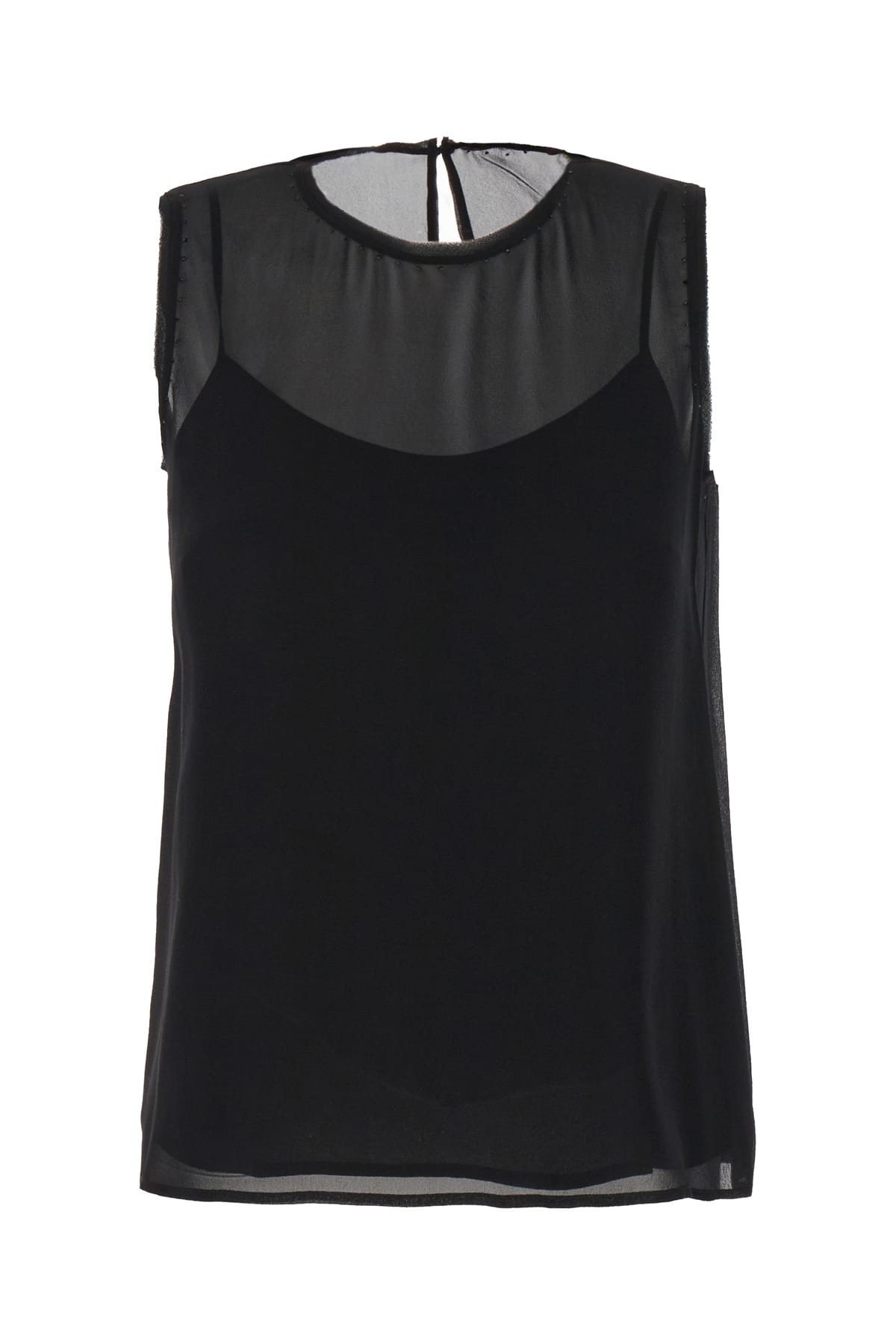 Shop Max Mara Black Silk Top In 007