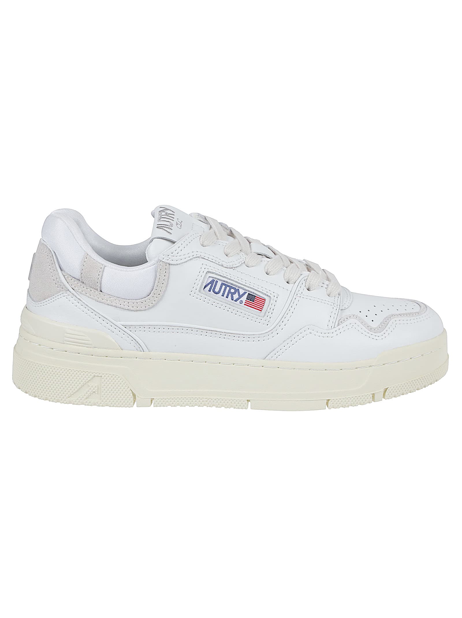 Autry White Sneakers With Smooth And Suede Textures In White