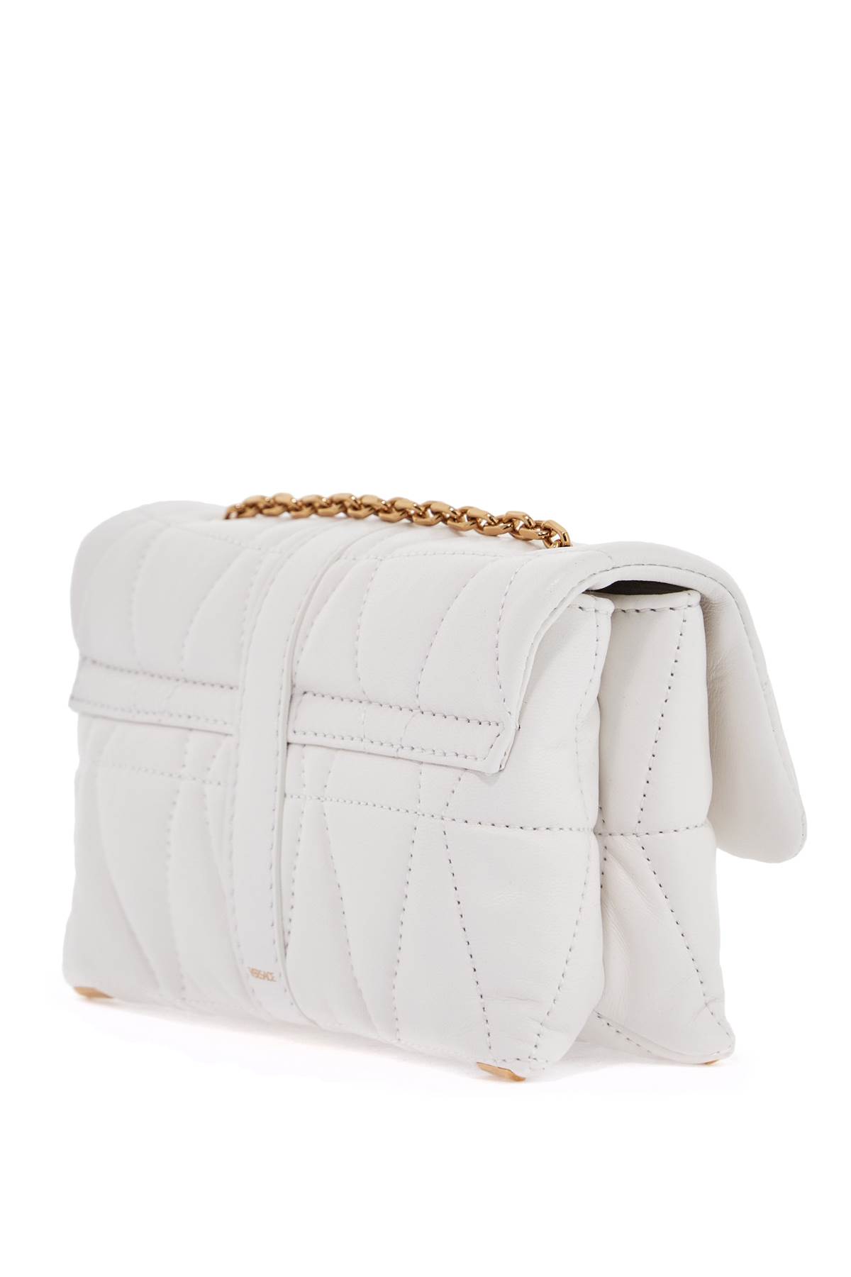 Versace Cleio Small White Leather Crossbody Bag In Porcelain White- G (white)
