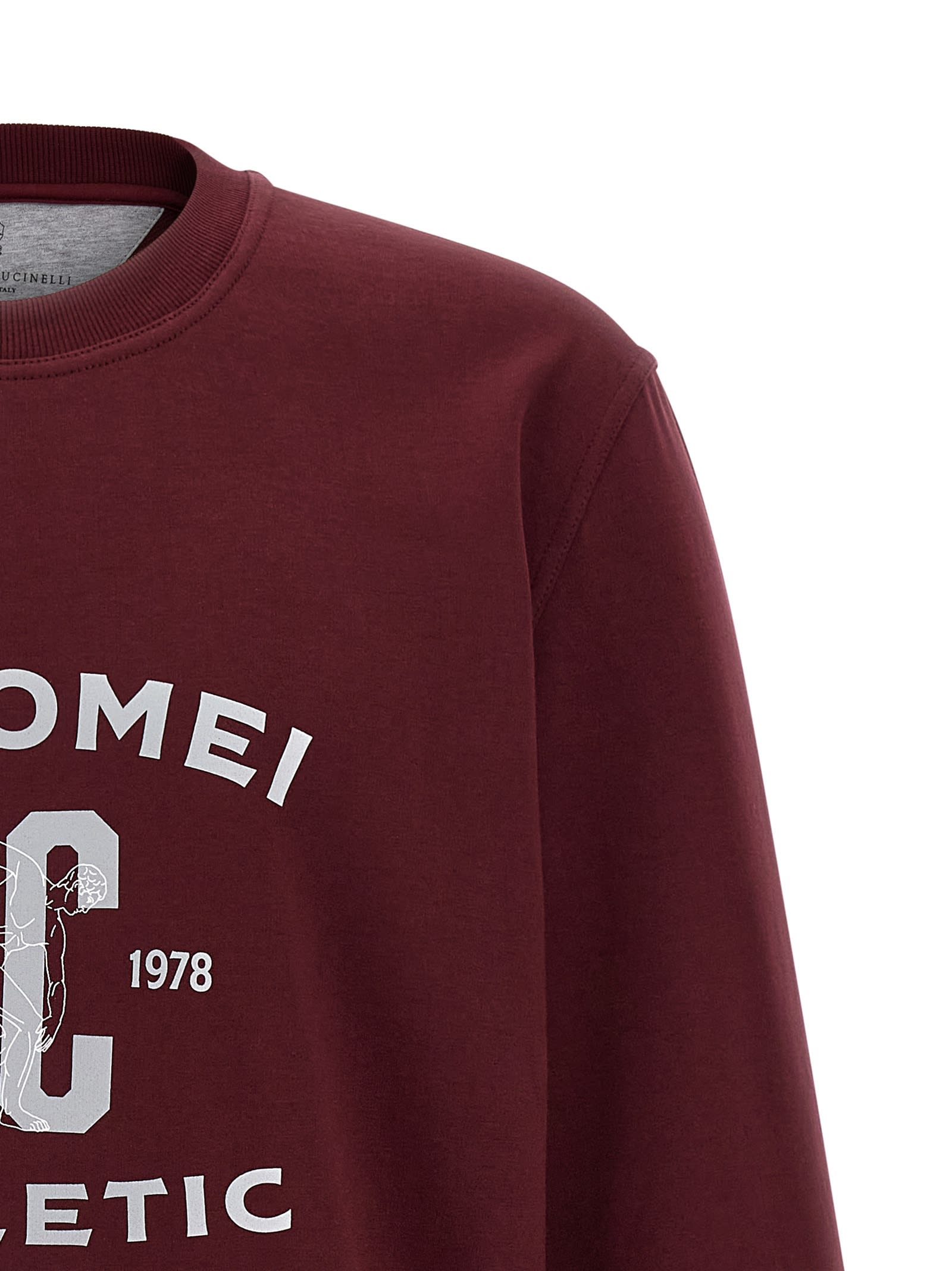 Brunello Cucinelli Maroon Techno Cotton Sweatshirt In Red
