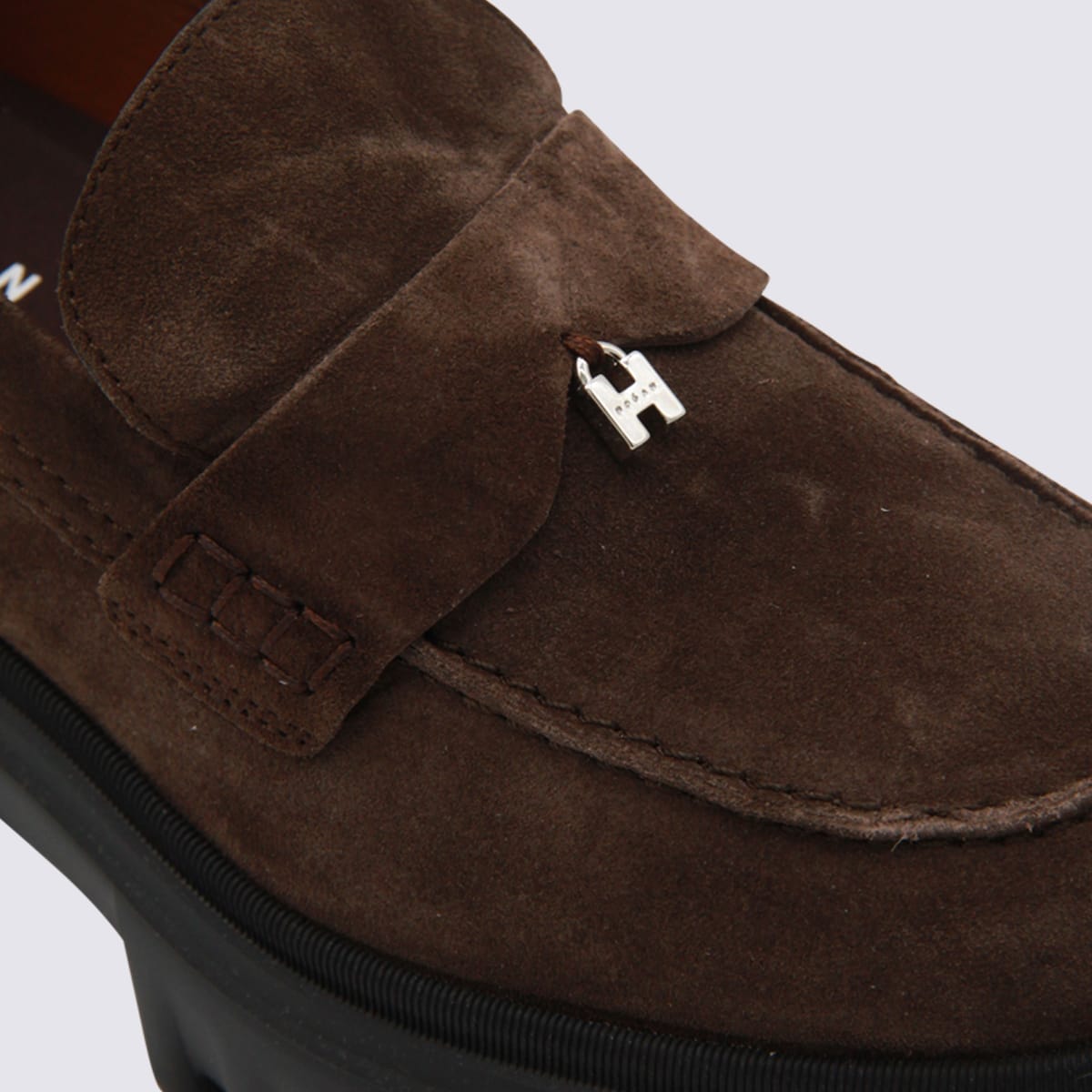 Hogan Platform Suede Loafers In Brown