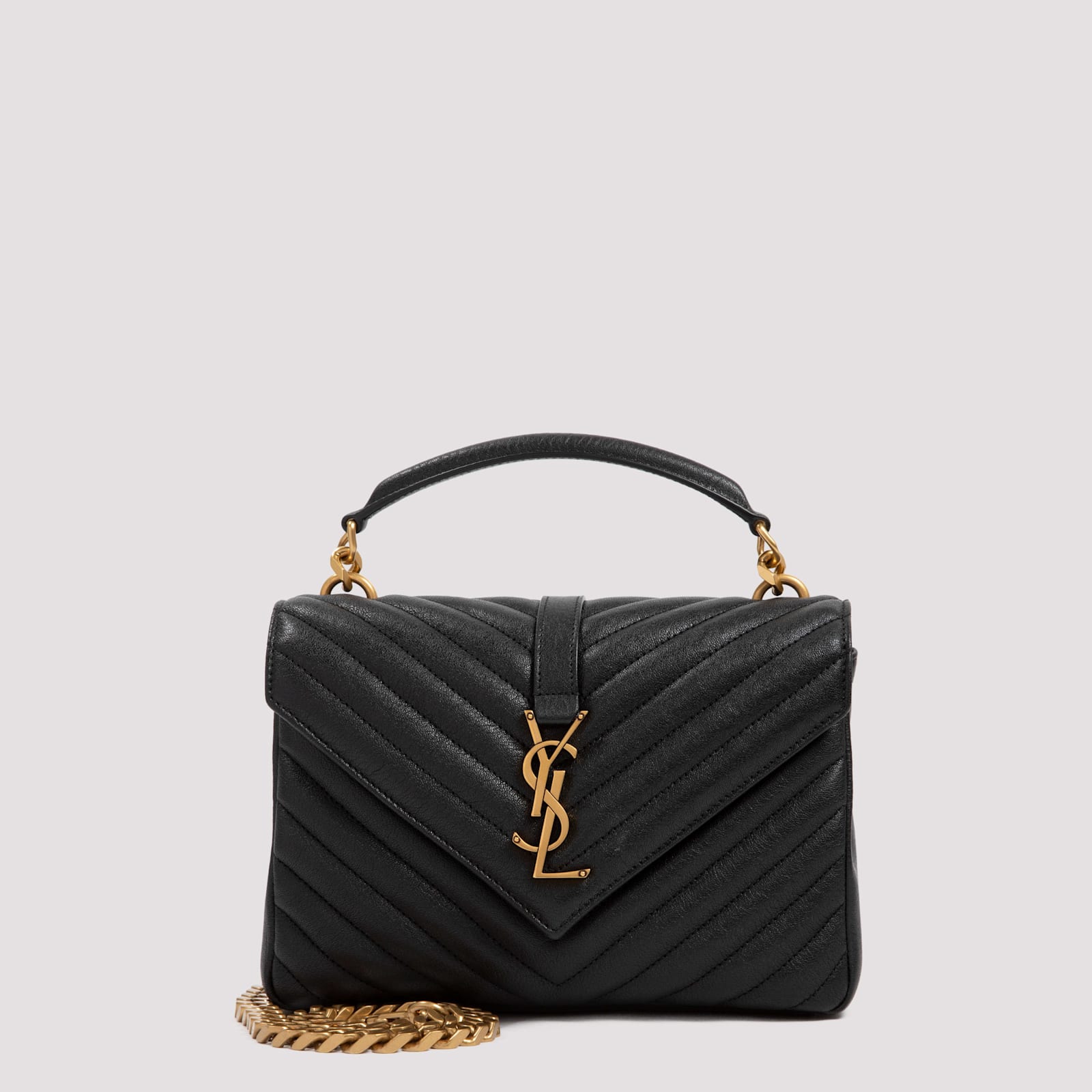 Saint Laurent Medium College Leather Crossbody Bag In Black