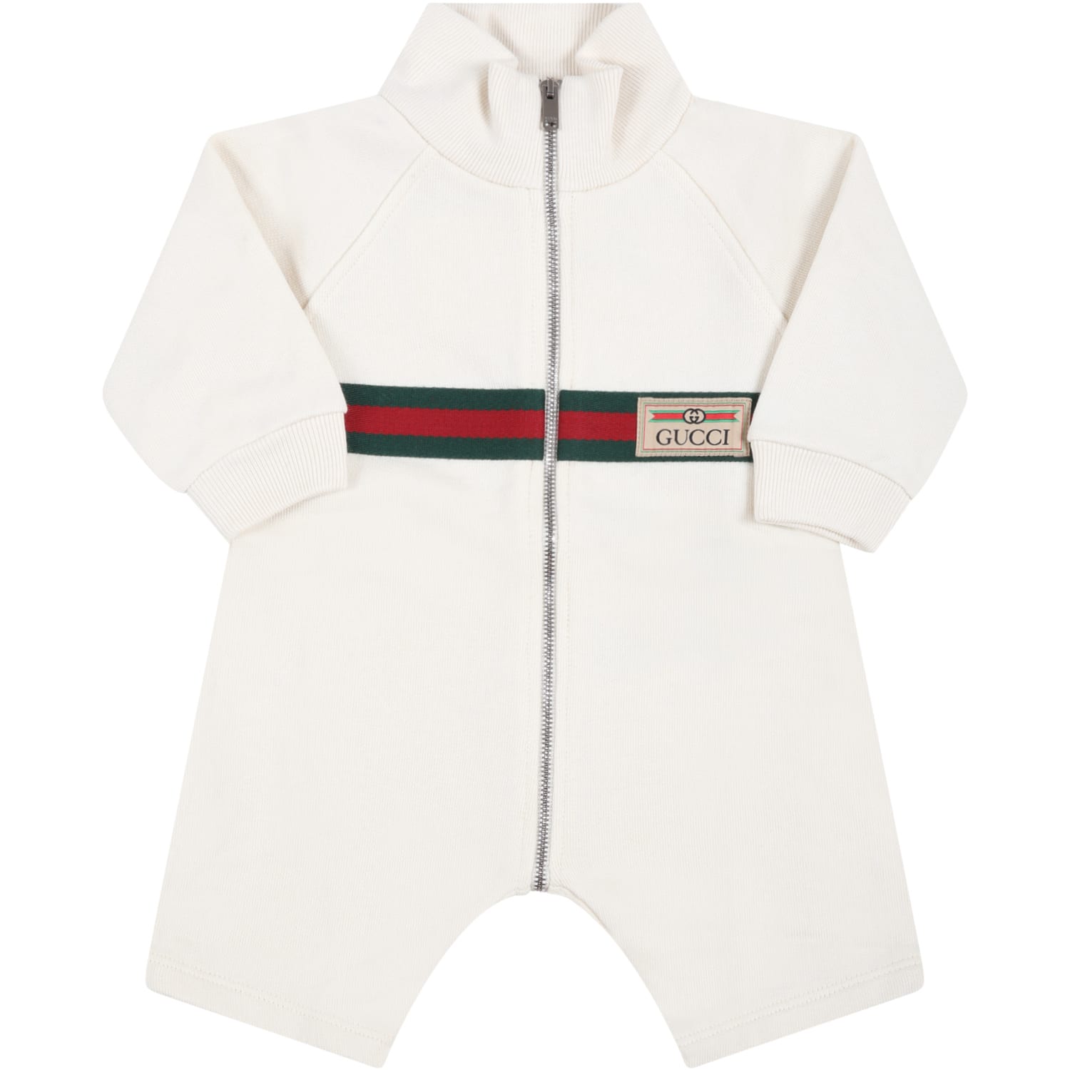 Gucci Ivory Jumpsuit For Baby Kids With Web Details