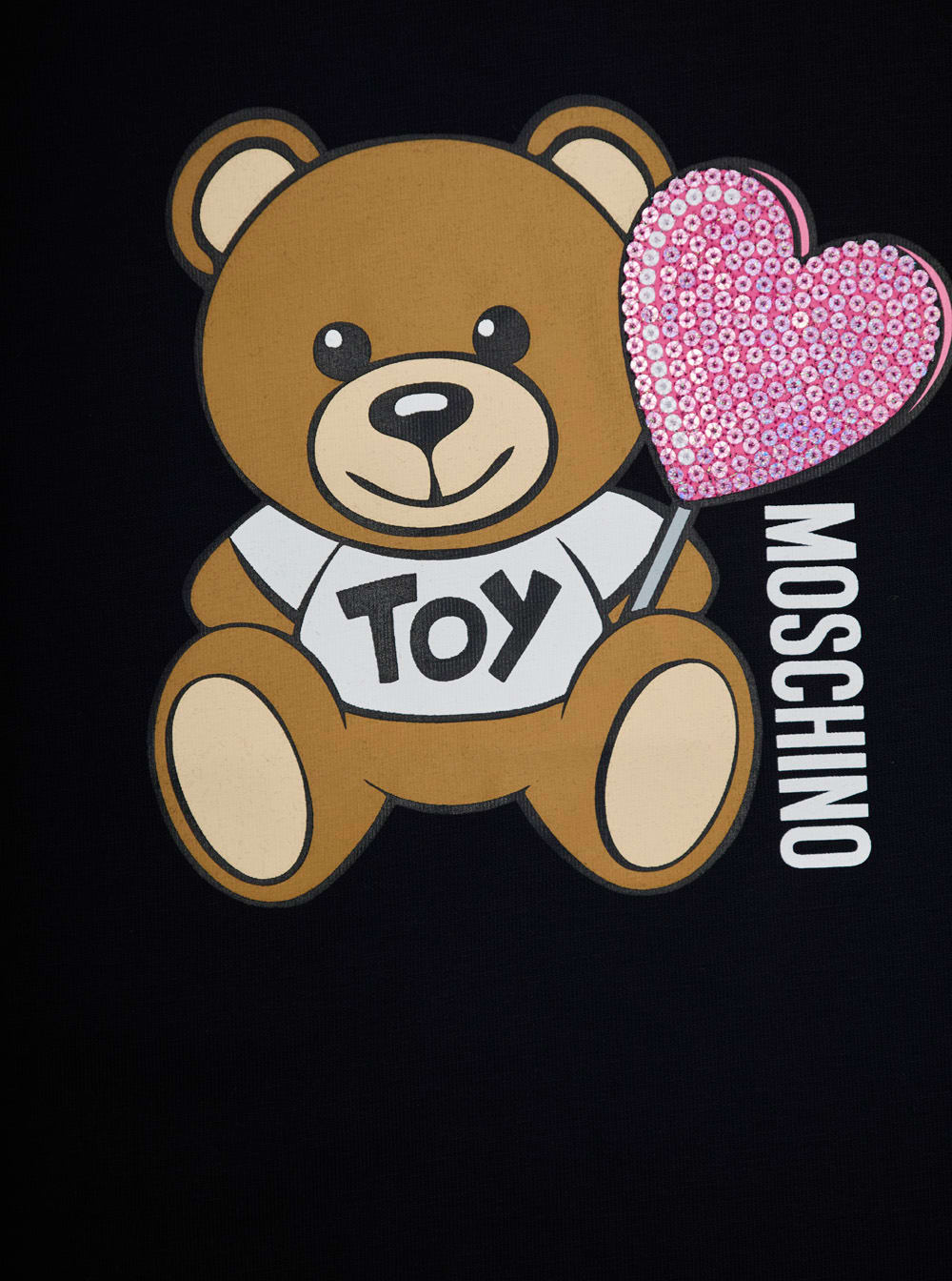 Moschino Black T-shirt With Teddy Bear Print On The Front In Cotton Girl In Black