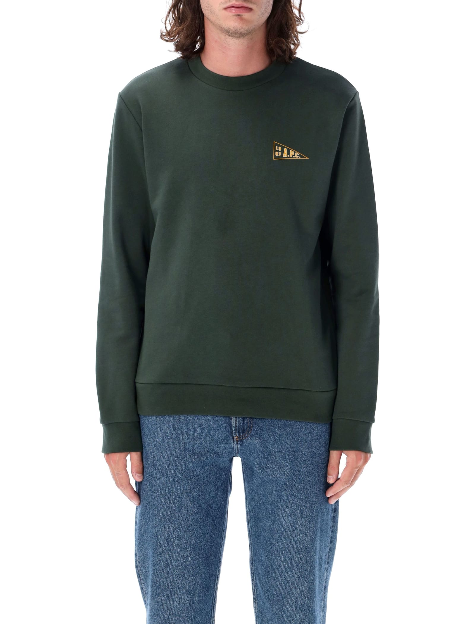 Shop Apc University Fleece In Khaki