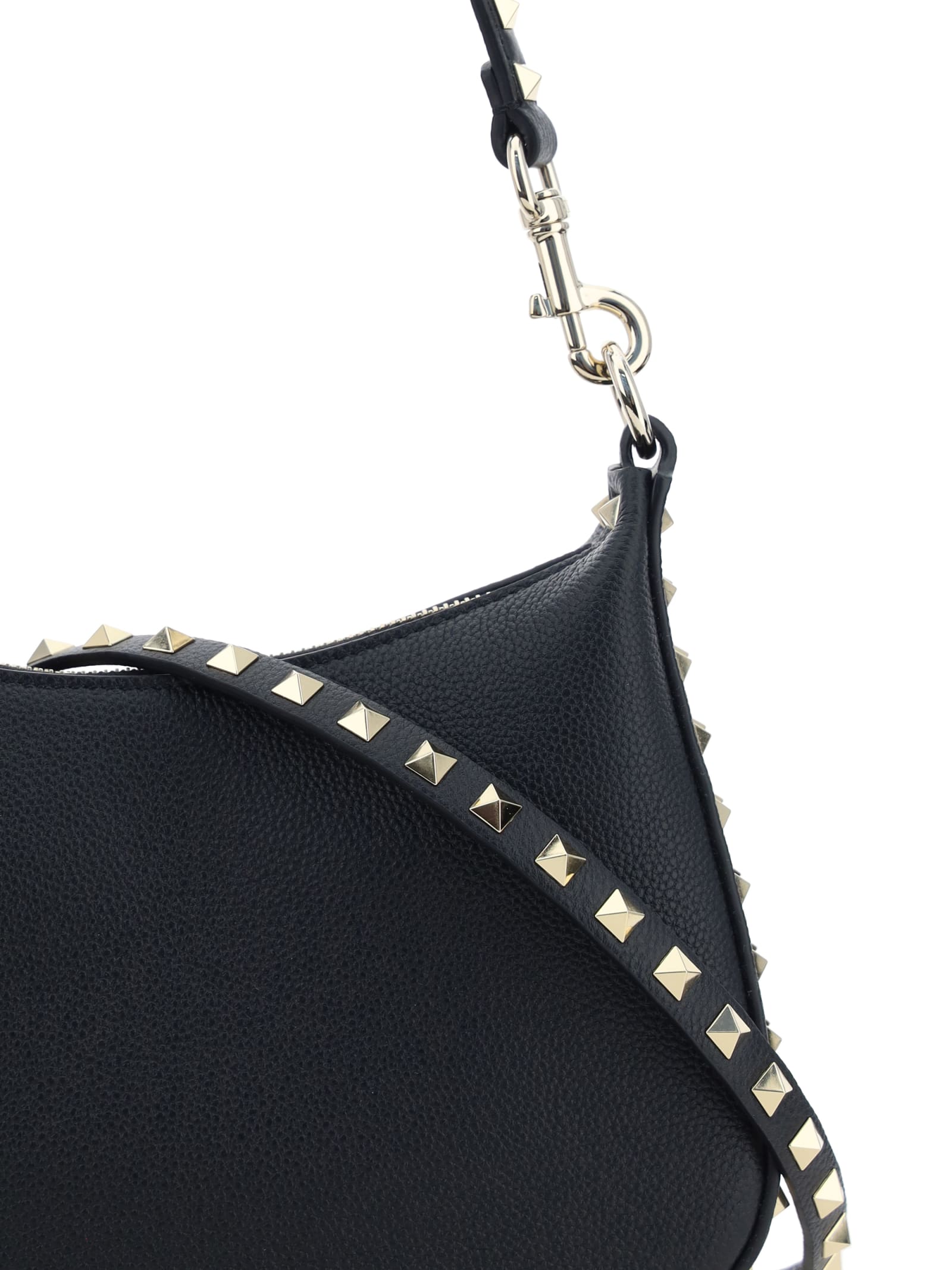 Shop Valentino Rockstud Hobo Shoulder Bag In Black