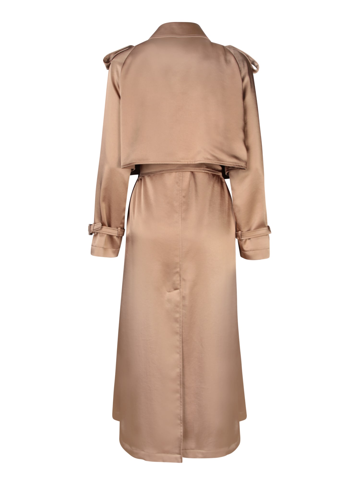 Shop Herno Satin Sand Trench Coat In Beige