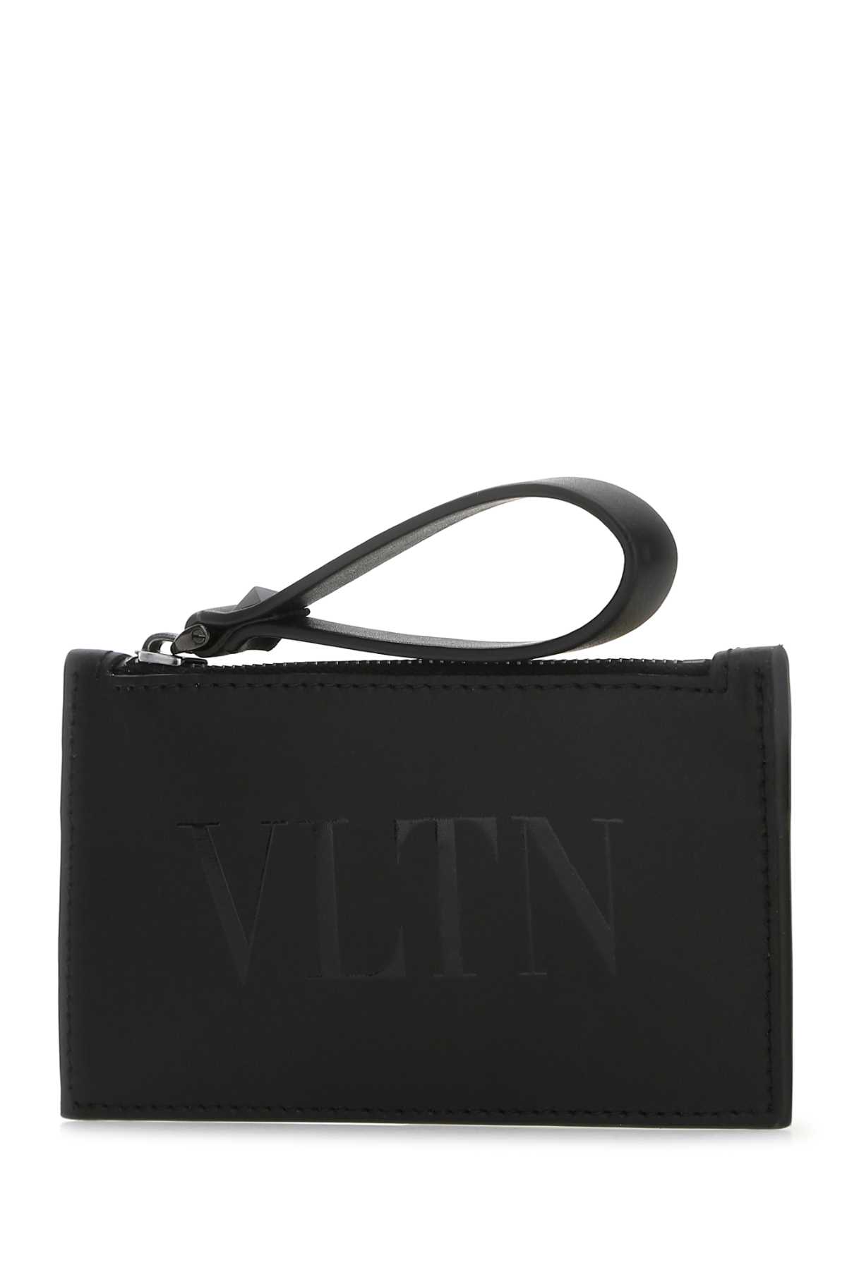 Shop Valentino Black Leather Card Holder In Nero