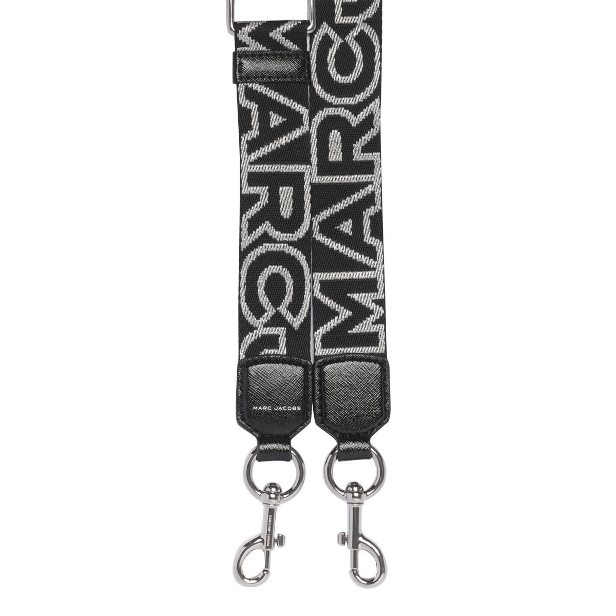 Marc Jacobs Logo Embroidered Shoulder Strap In Black/silver