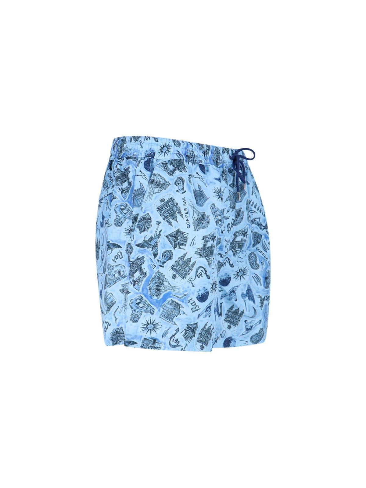 Paul Smith Blue 'souvenir' Print Swim Shorts