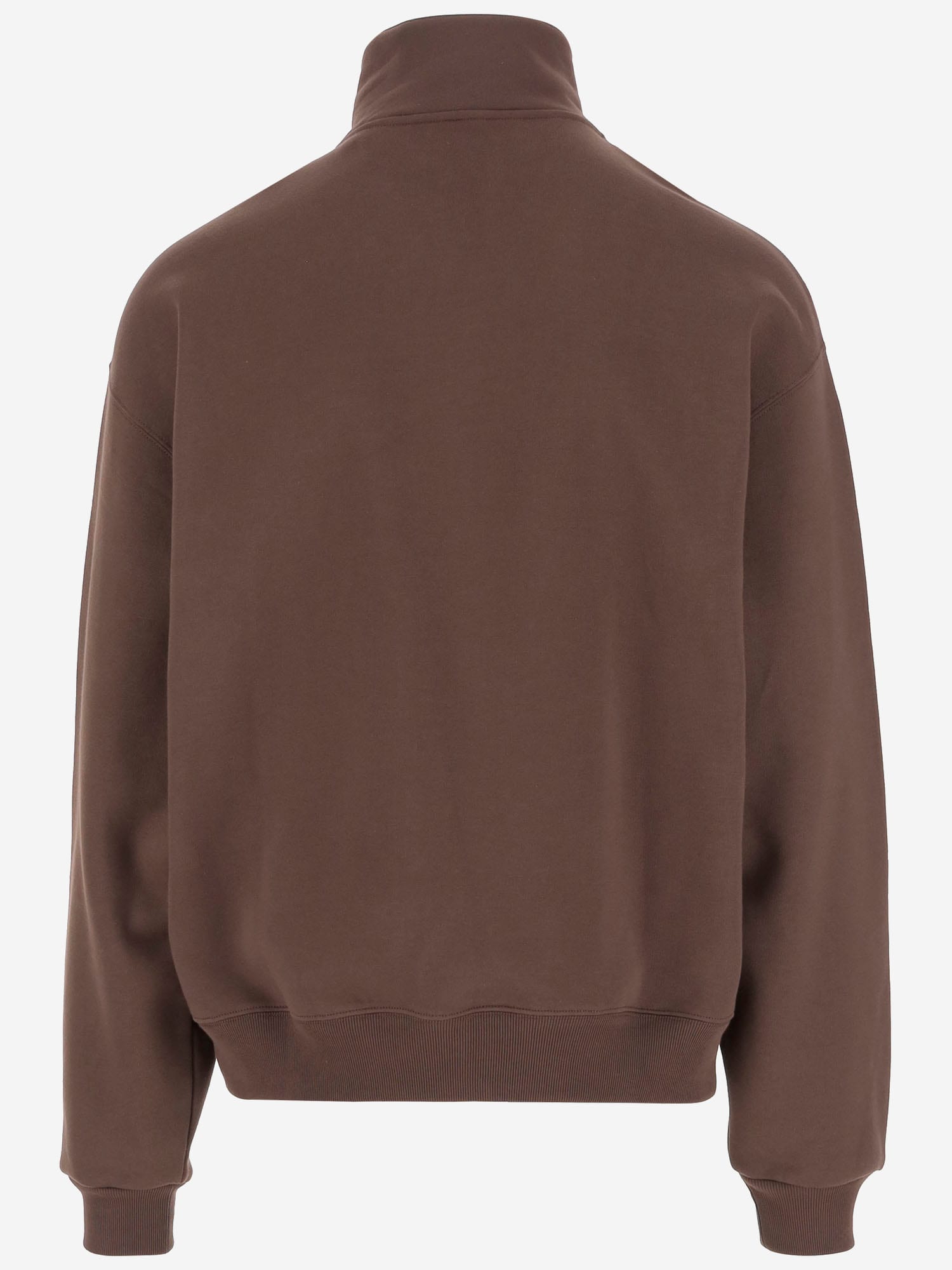 Jacquemus Grosgrain Sweatshirt With Turtleneck And Half-zip Closure In Brown