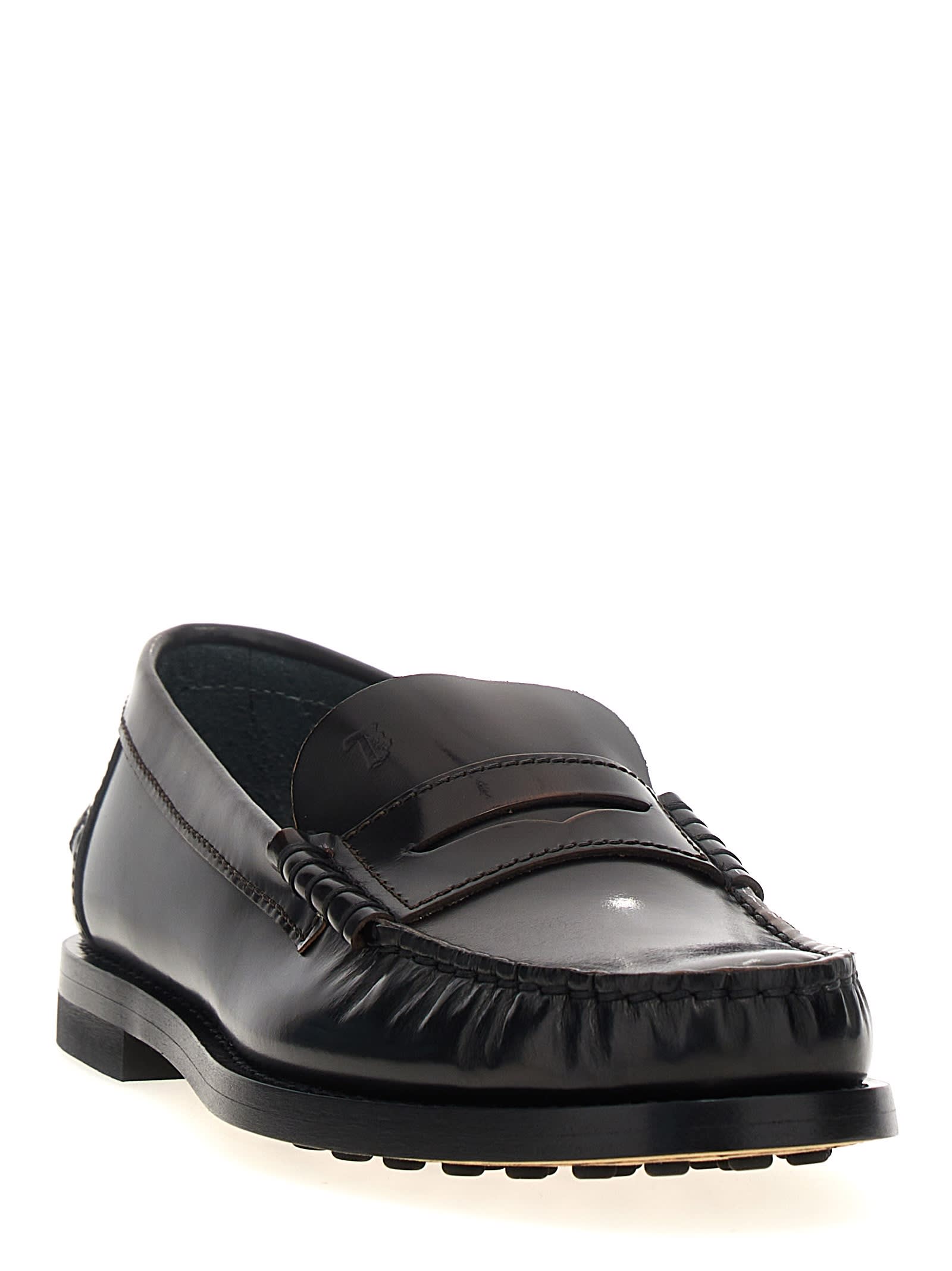 Shop Tod's Leather Loafers In Black