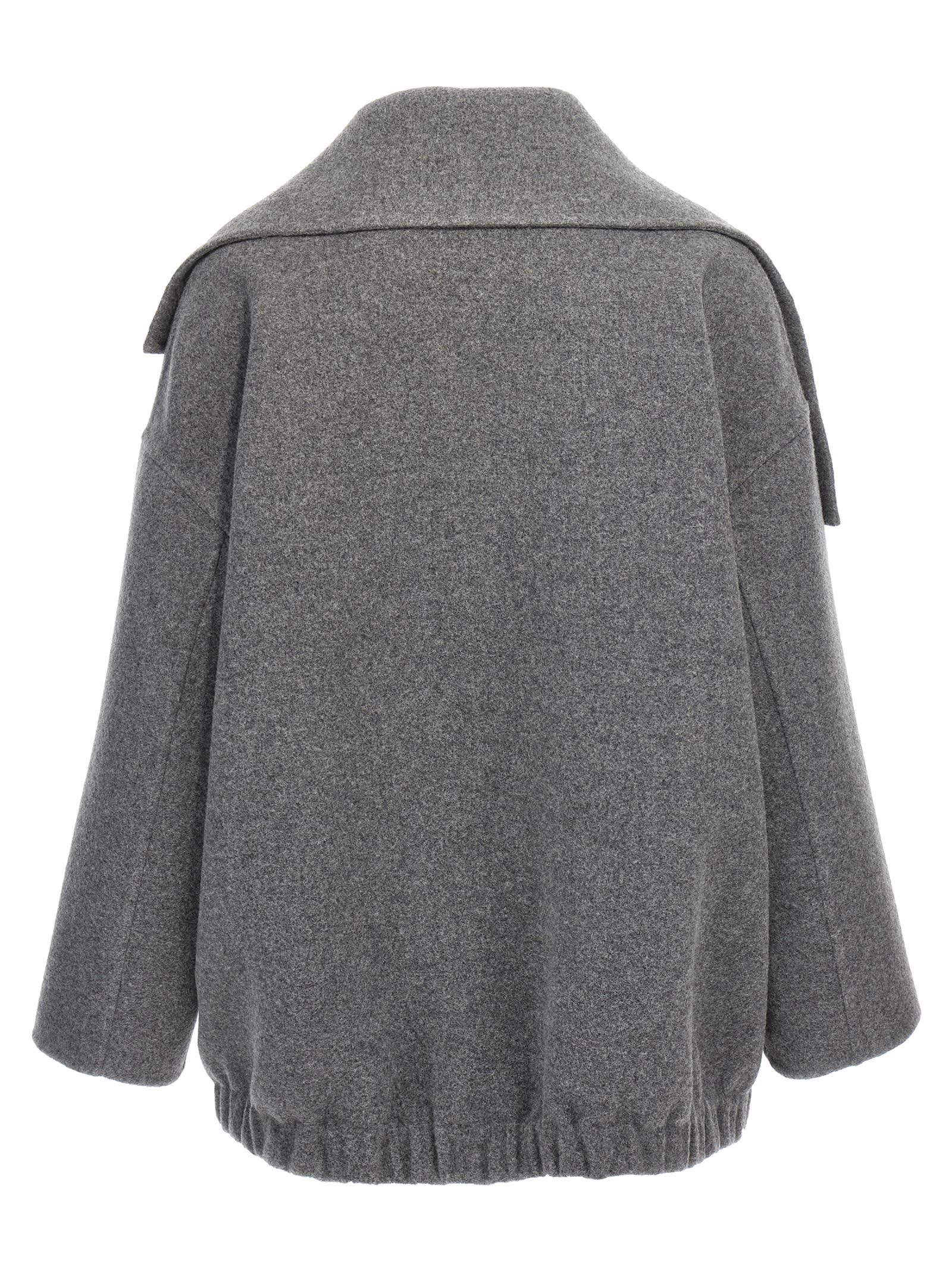 Shop Fabiana Filippi Wool Coat In Gray