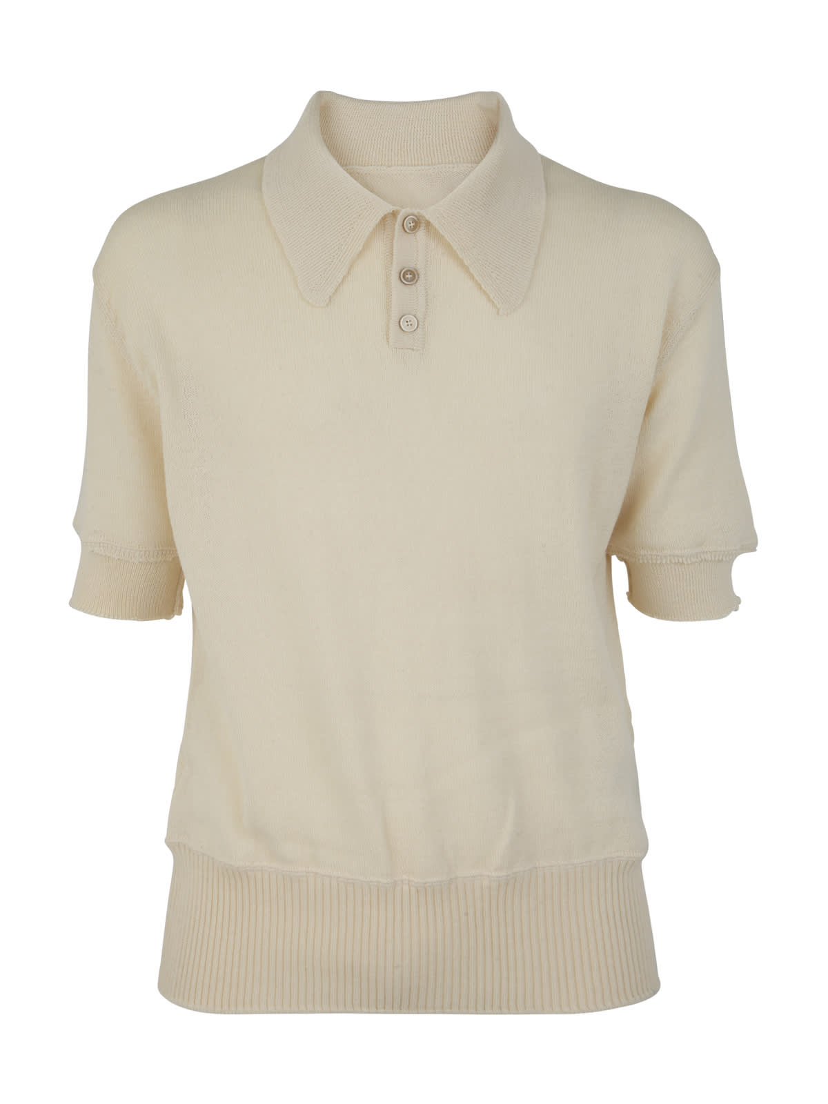 Maison Margiela Off-white Three-button Polo In White