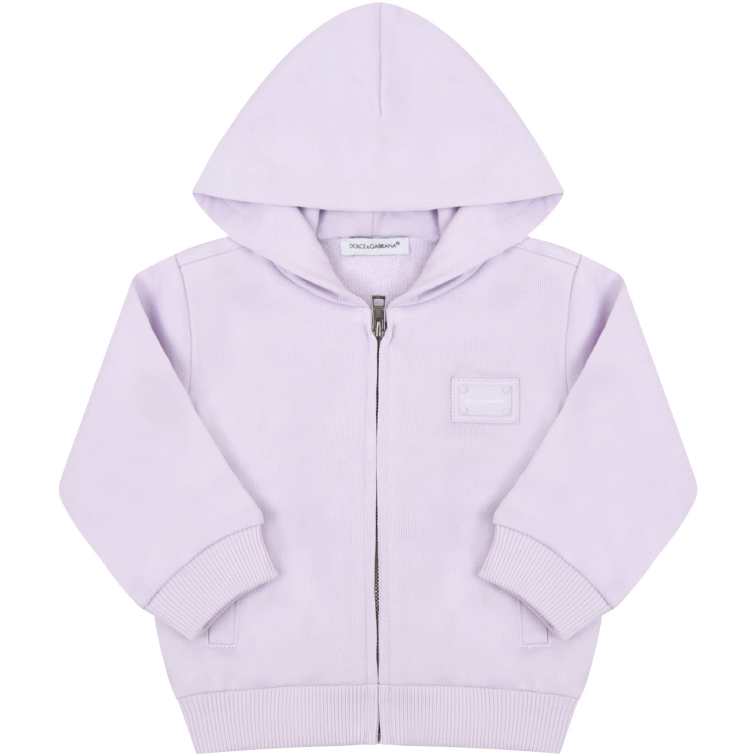 Dolce & Gabbana Lilac Sweatshirt For Babygirl With Logo
