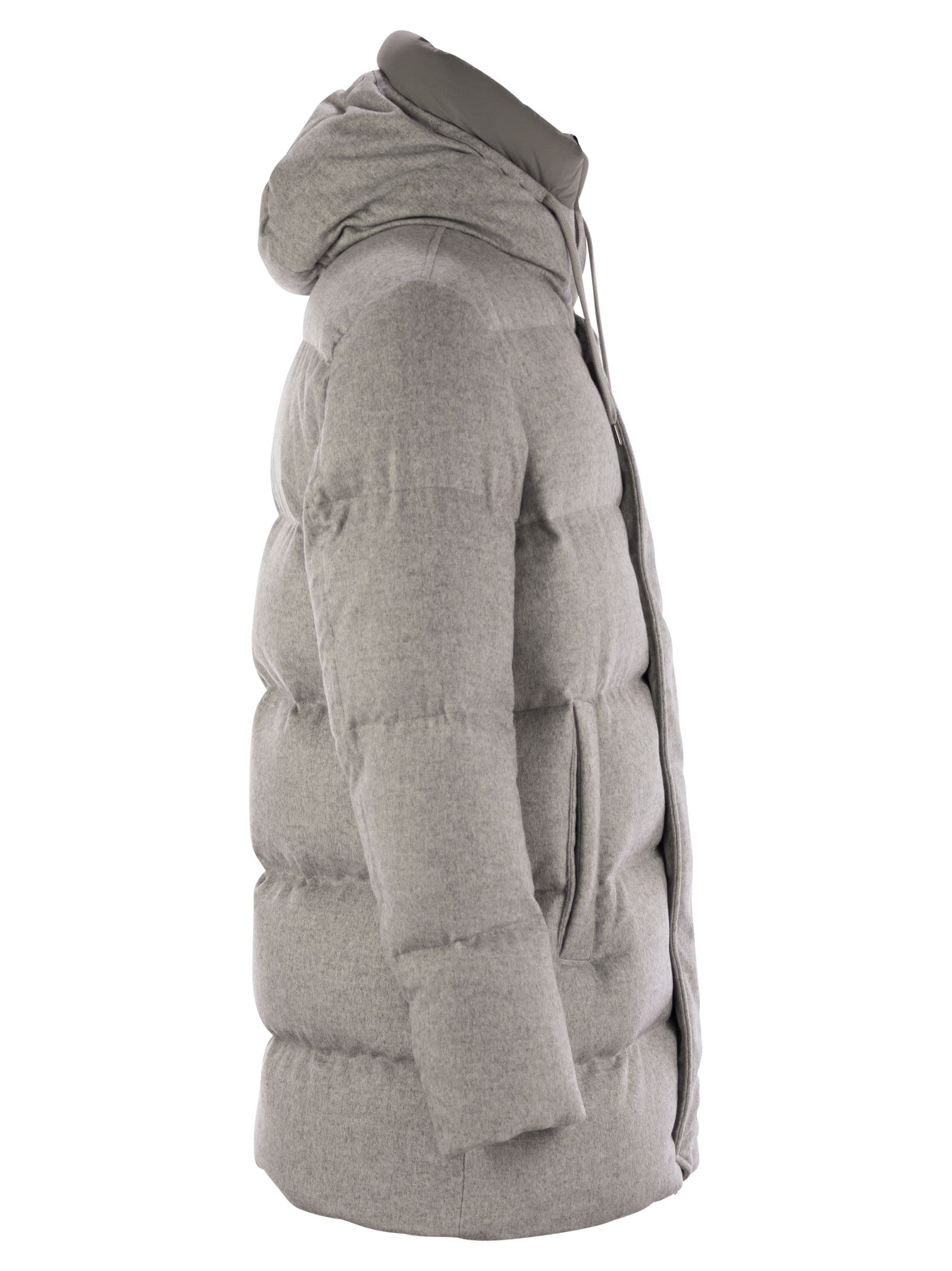 Herno Bomber Jacket In Cashmere, Silk And Ecoage In Grey