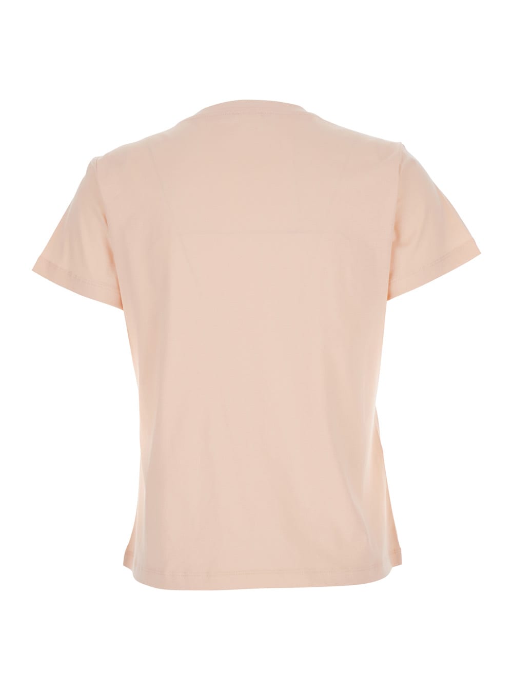 Shop Pinko Quentin Pink Crewneck T-shirt With Love Birds Diamond Cut Logo On The Front In Cotton Woman