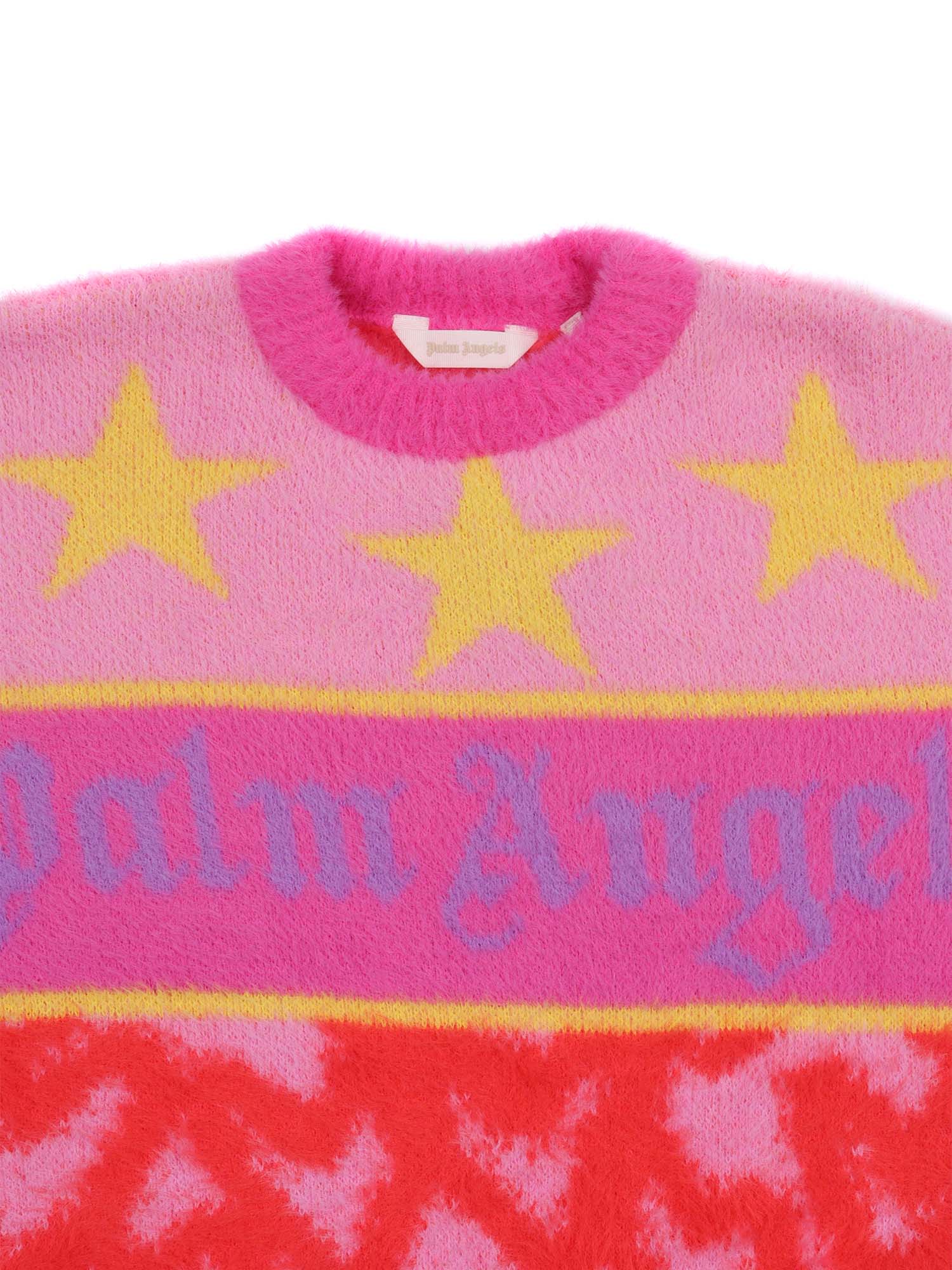 Palm Angels Spray Hearts Sweater In Pink