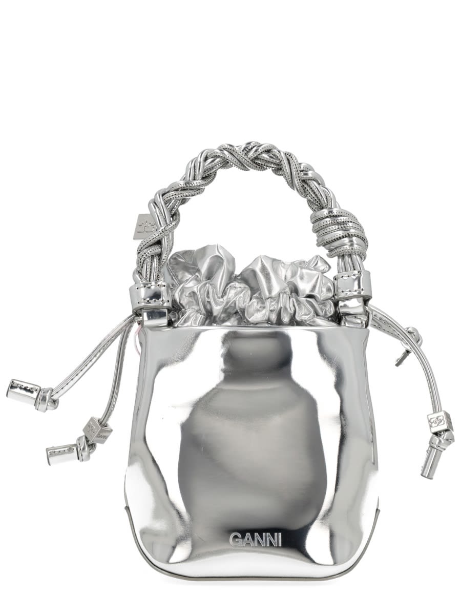 Ganni Bou Bucket Mini Bag In Silver