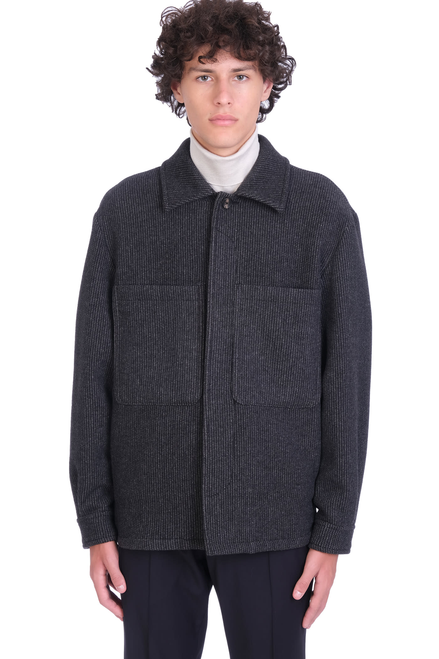 Z Zegna Coat In Grey Wool