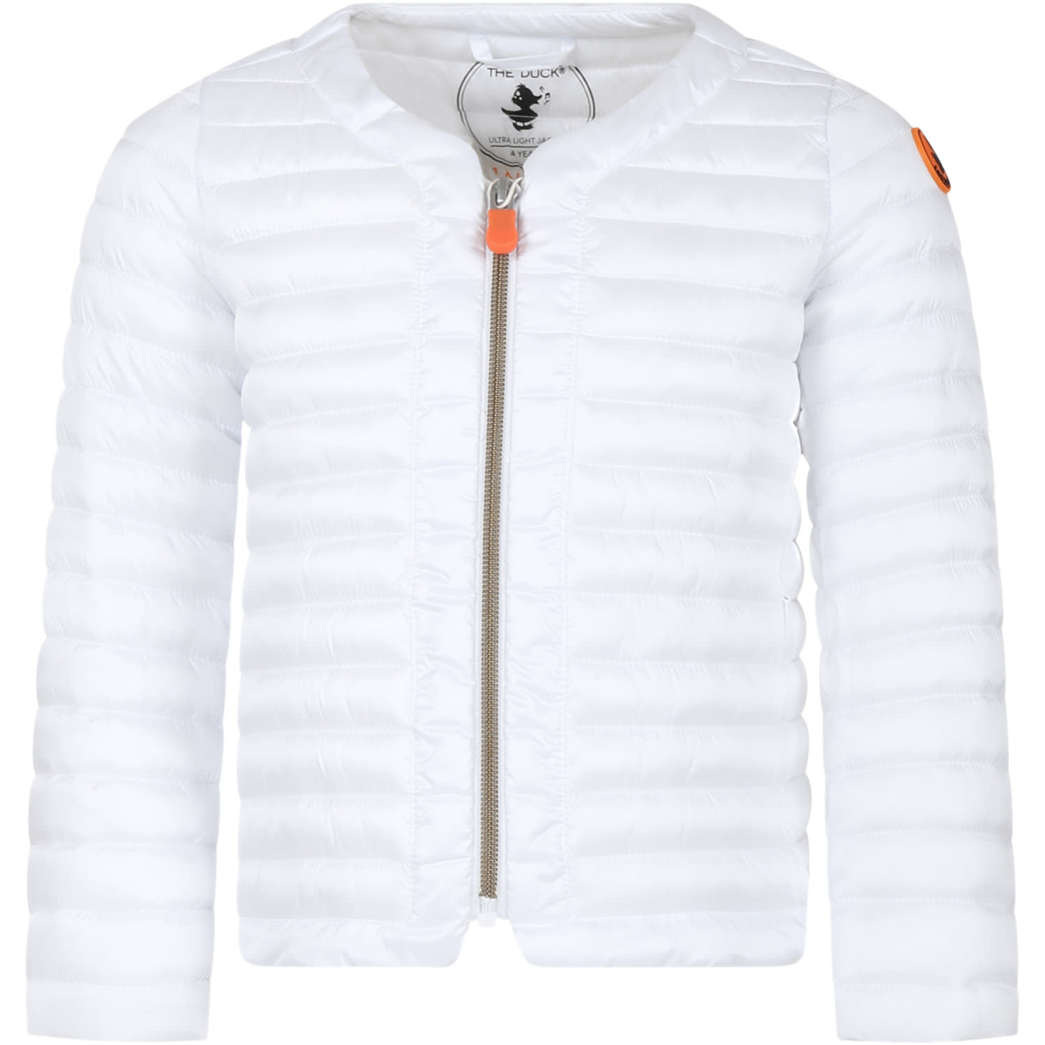 Save The Duck White Vela Down Jacket For Girl With Logo In White
