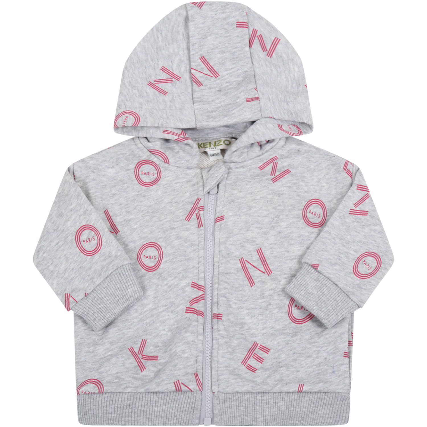 Kenzo Kids Grey Sweatshirt For Babygirl With Logos
