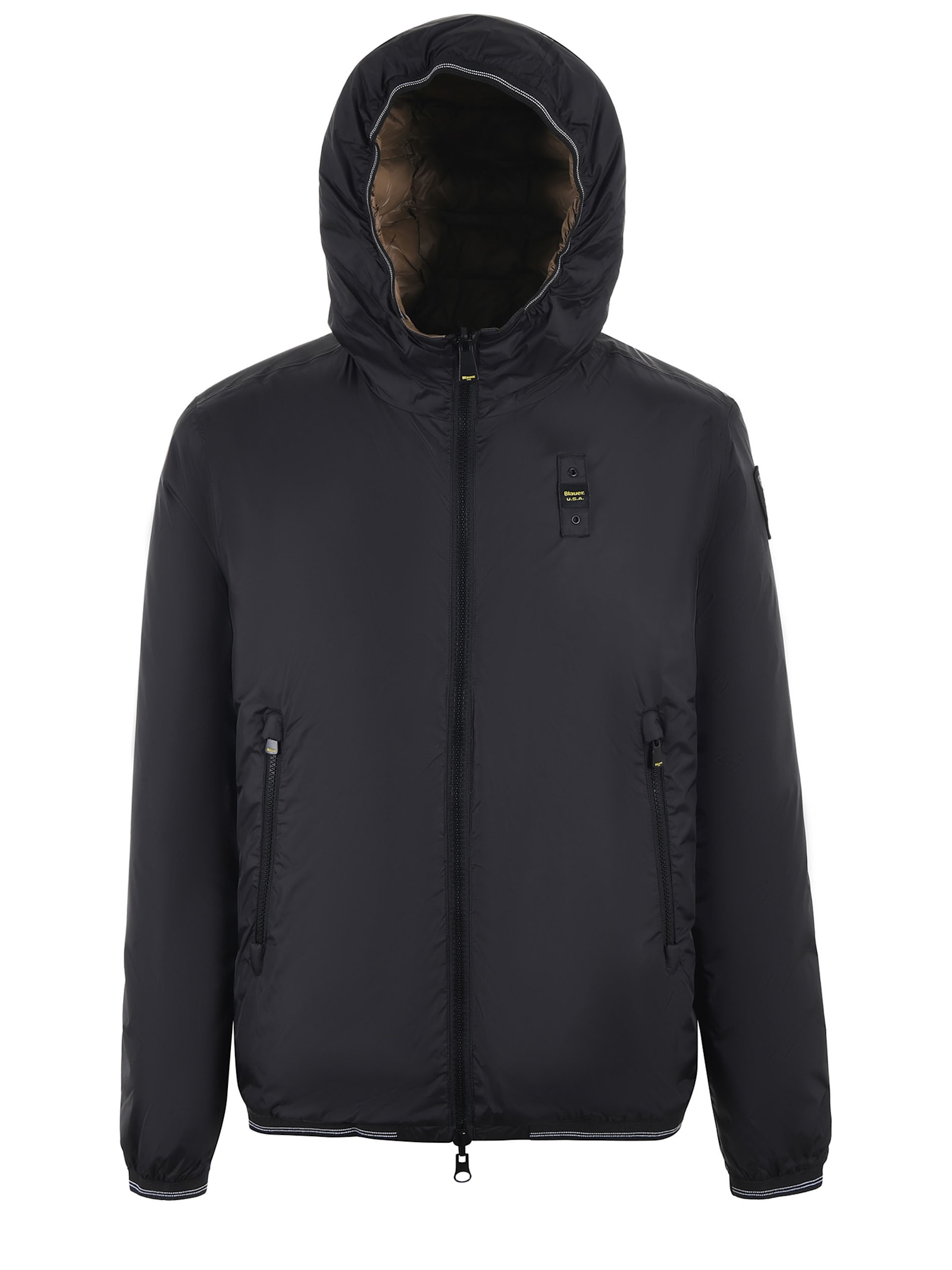 Shop Blauer Reversible Nylon Jacket In Nero/nocciola